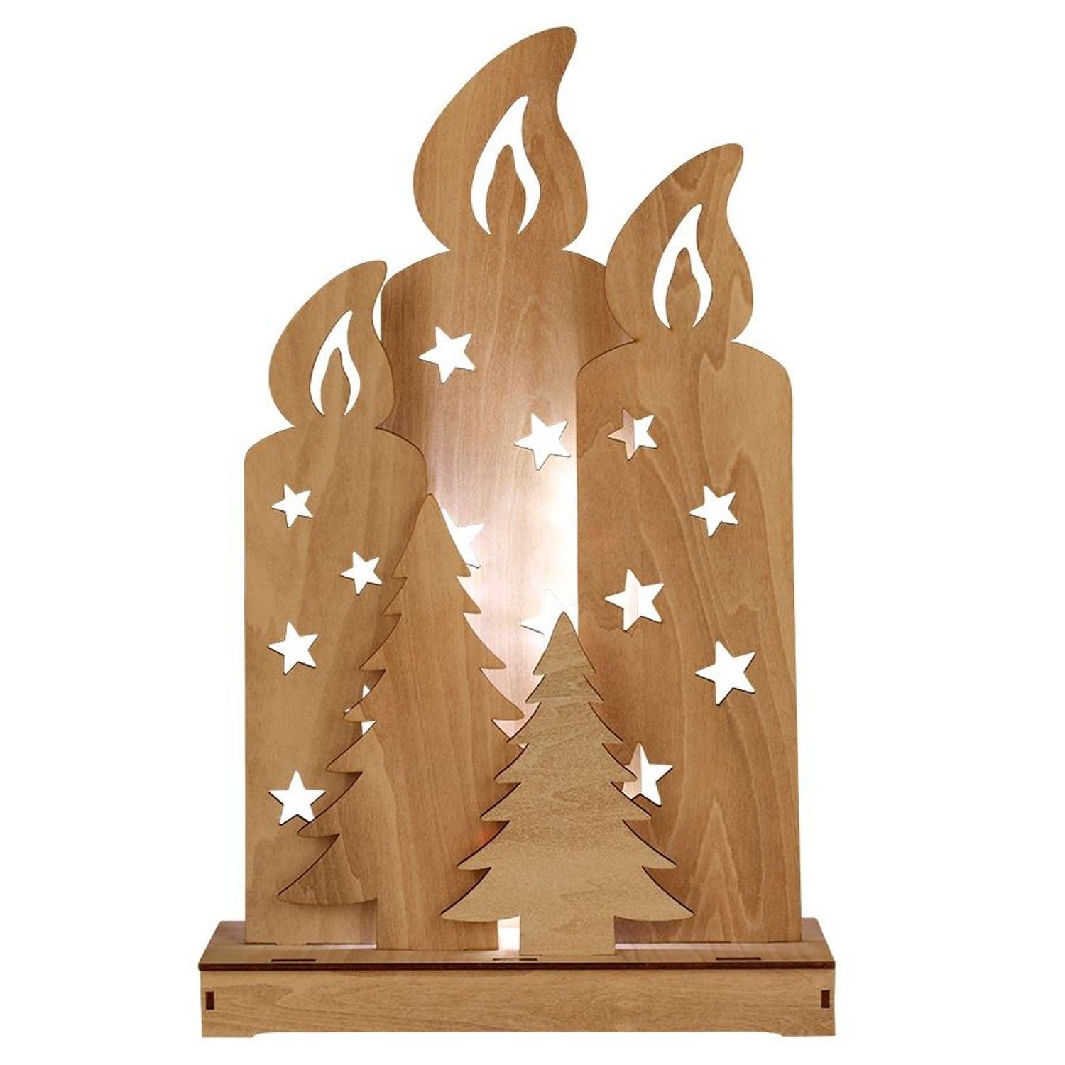 New Home Stumpenkerze LED Holzdeko Kerzen warmweiß beleuchtet  Weihnachtsdeko Fensterdeko Leu