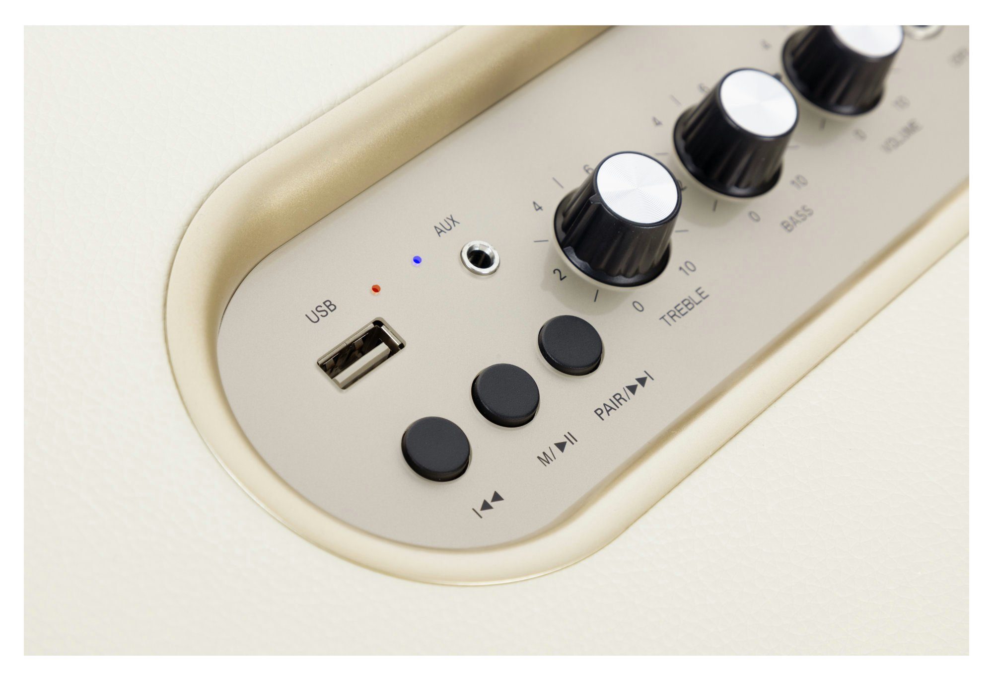 BB-860 (60 Bluetooth Lautsprecher Blackmore Bennett Lederoptik) in Creme-Weiß & Retro W, Stereoanlage Ross