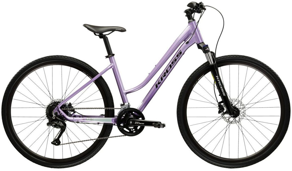 Kross Crossrad Crossrad Damen 28" Evado 5.0 lila 18 Gänge, 18 Gang Shimano CUES U3020 Schaltwerk, Kettenschaltung