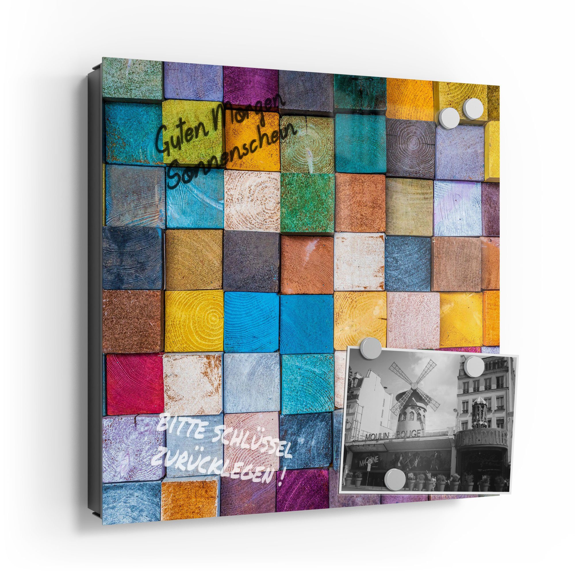 DEQORI Schlüsselkasten 'Buntes Holzmosaik', Glas Schlüsselbox modern magnet günstig online kaufen