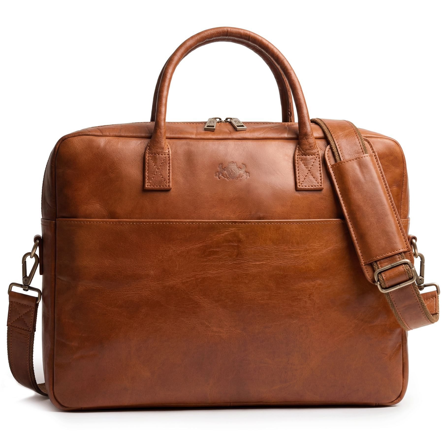 Messenger Bag Laptoptasche 15 Zoll Cedar echt Leder Umhängetasche dunkelbraun