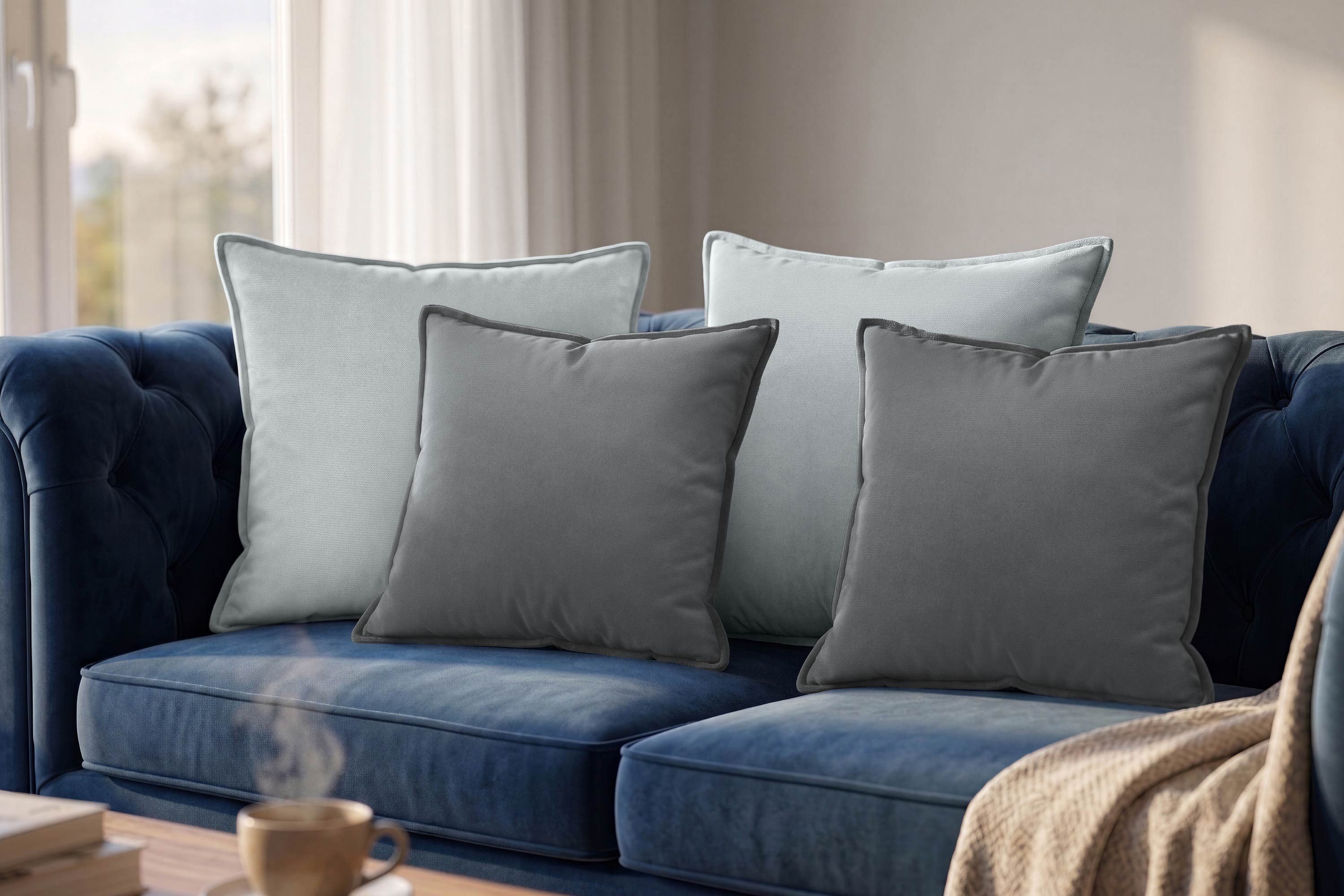Amilian Dekokissen 4er Set Zierkissen Sofakissen Couchkissen mit Reißverschluss, inklusive Füllung für Sofa, Couch und Bett