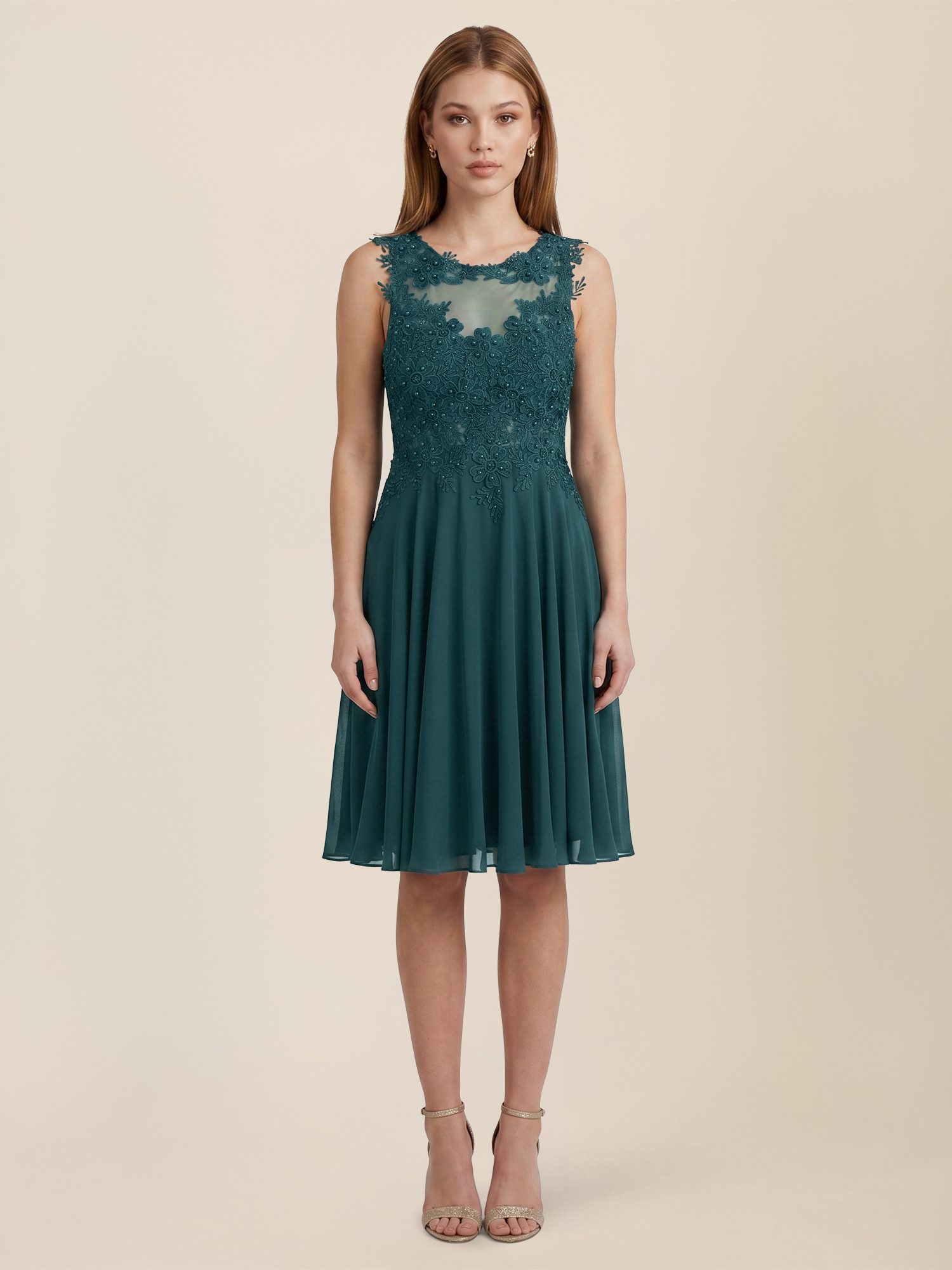 Apart Cocktailkleid mit floraler Spitze und Chiffon