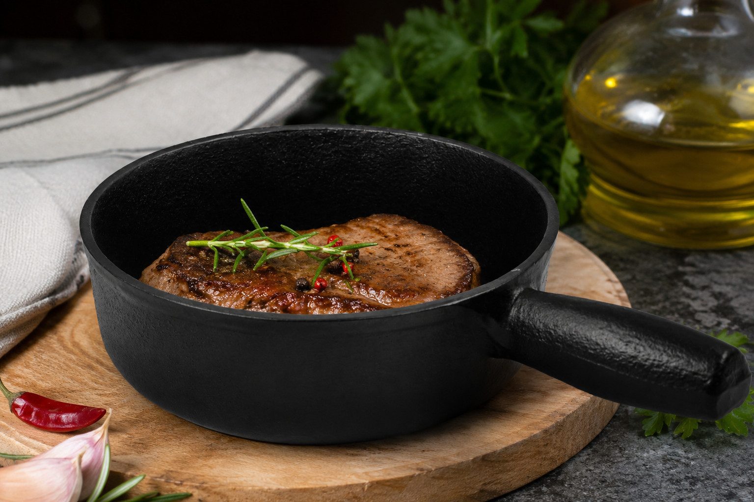 matrasa Grillpfanne Dutch Pan - Grill Kaserolle - Dutch Oven Gusseisen 1,2 L 19x7cm, Gusseisen (1-tlg), Outdoor Feuertopf Grilltopf