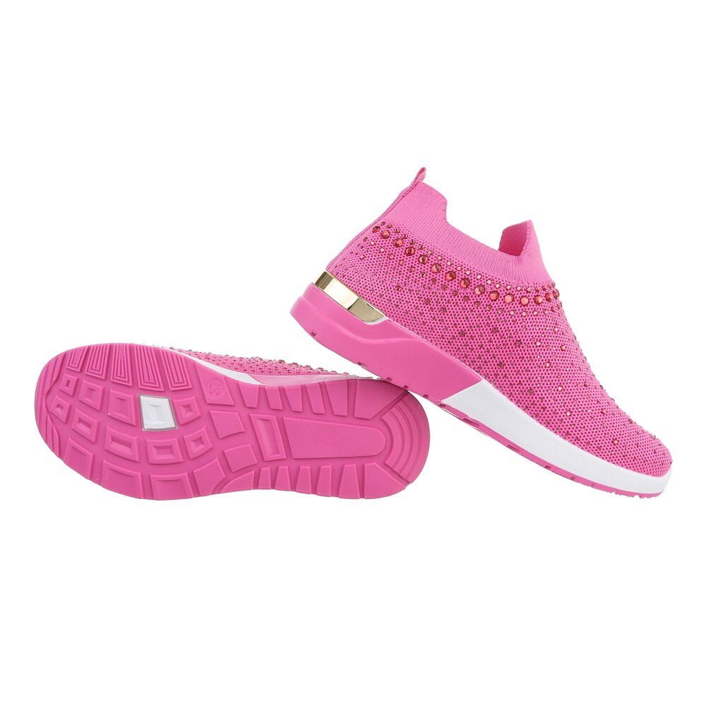 Damen Freizeit Low-Top Pink Ital-Design Sneakers in Low Flach Sneaker
