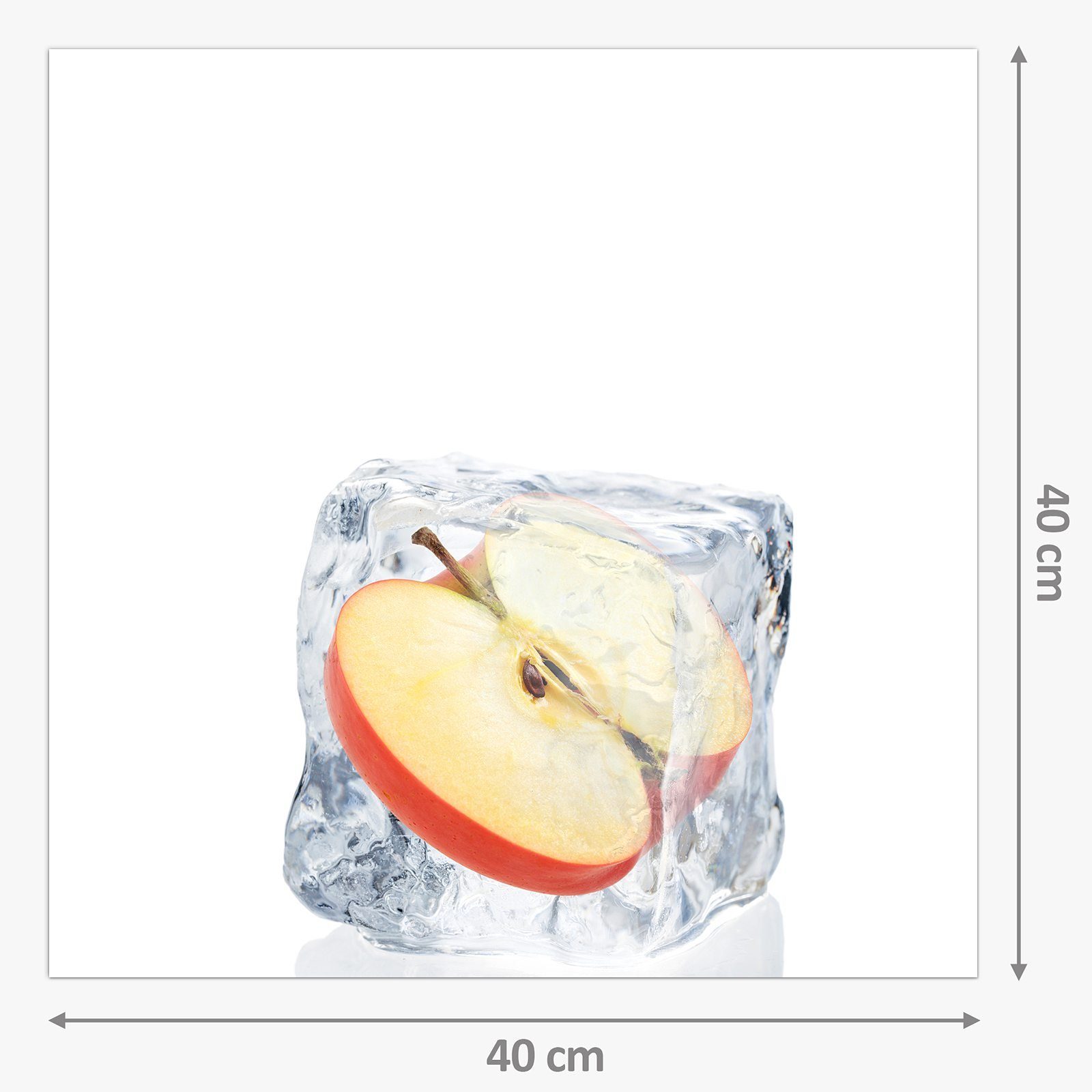 Primedeco Küchenrückwand Küchenrückwand Spritzschutz Motiv in Apfel Glas Eiswürfel mit