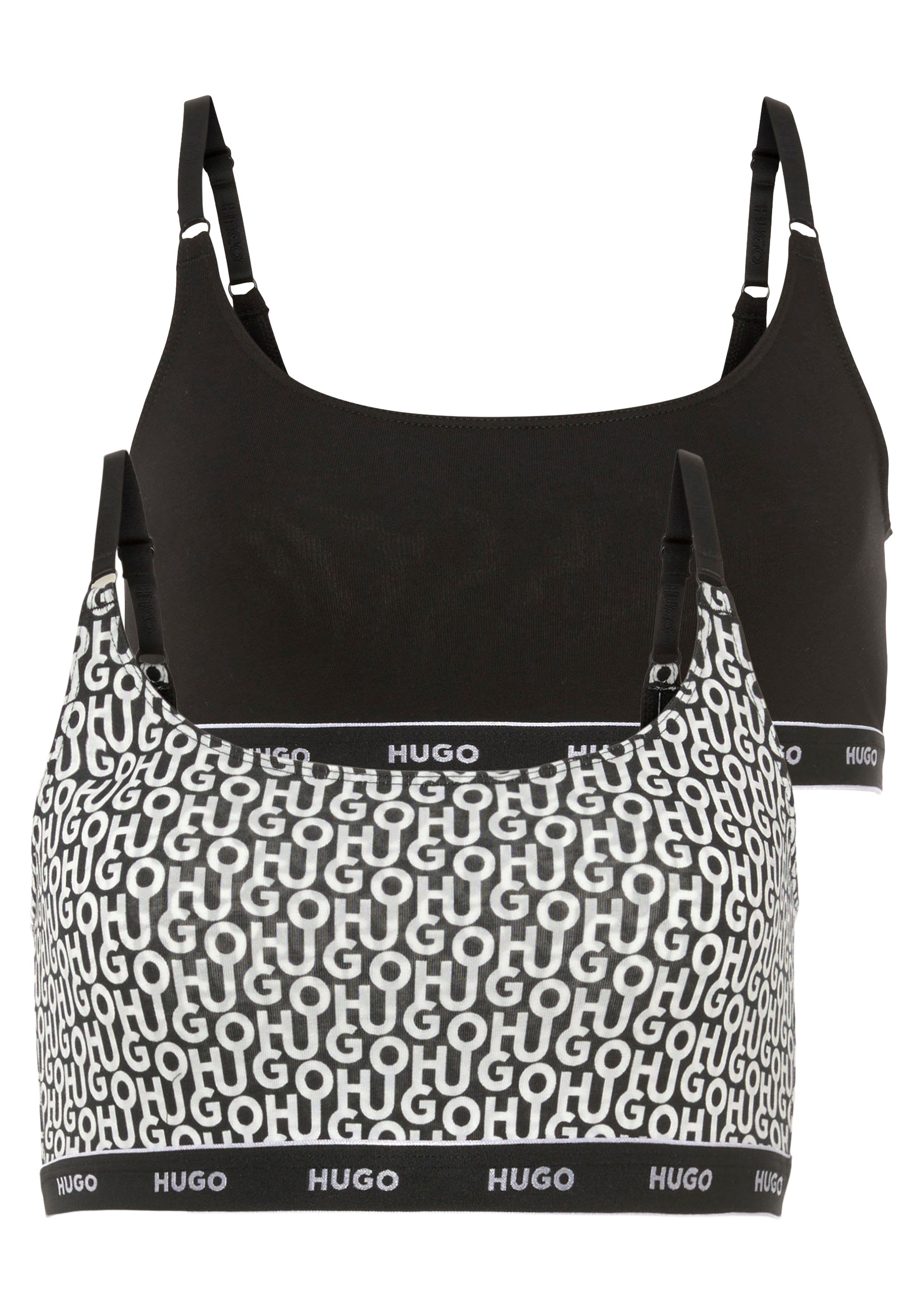 HUGO Bralette-BH TWIN BRALETTE DESIGN (2-tlg) mit HUGO Logo auf dem Bund