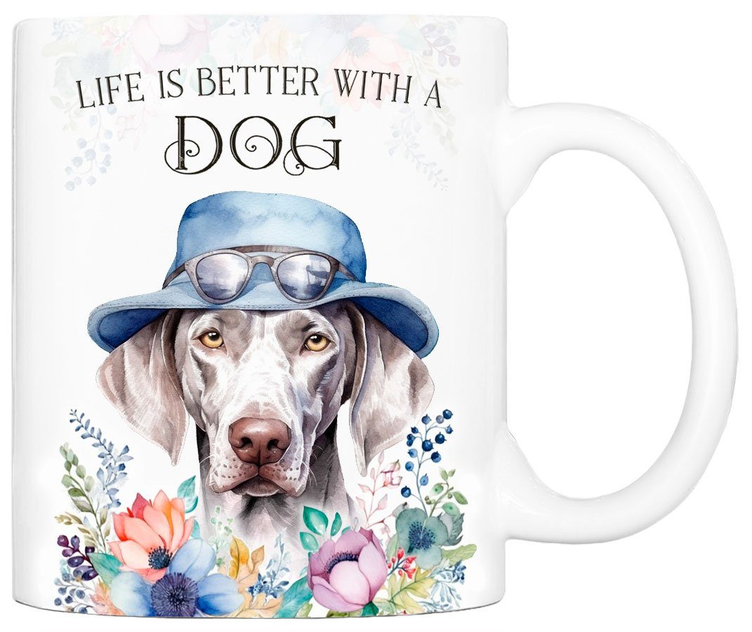 handgefertigt, mit Cadouri Hundefreunde, für Kaffeetasse Geschenk, Keramik, Tasse ml WEIMARANER 330 - Hunderasse, beidseitig bedruckt,