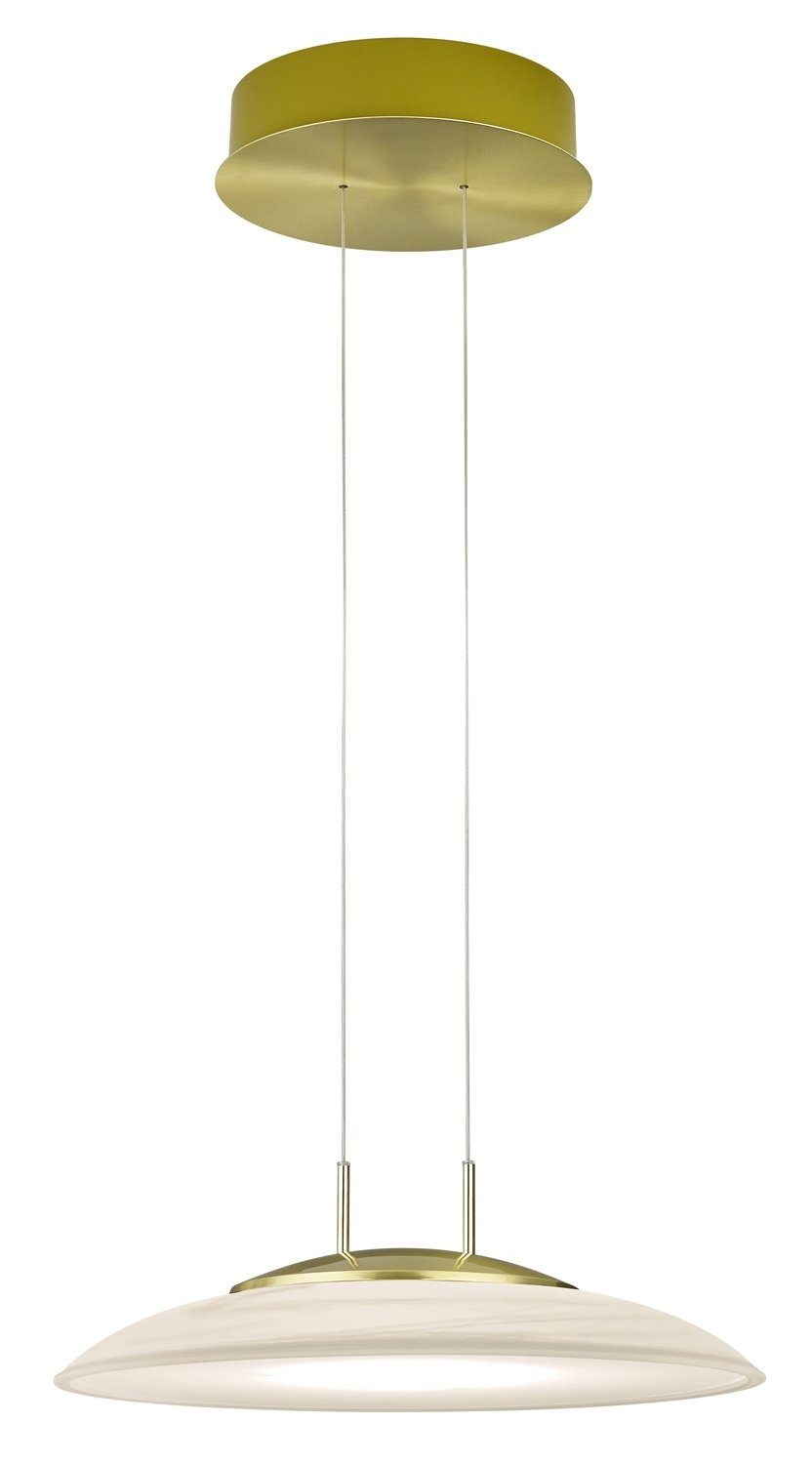 B-LEUCHTEN LED Pendelleuchte FINDUS, Messingfarben, Weiß, Metall, H 150 cm, Dimmfunktion, LED fest integriert, Warmweiß, Hängeleuchte, Hängelampe