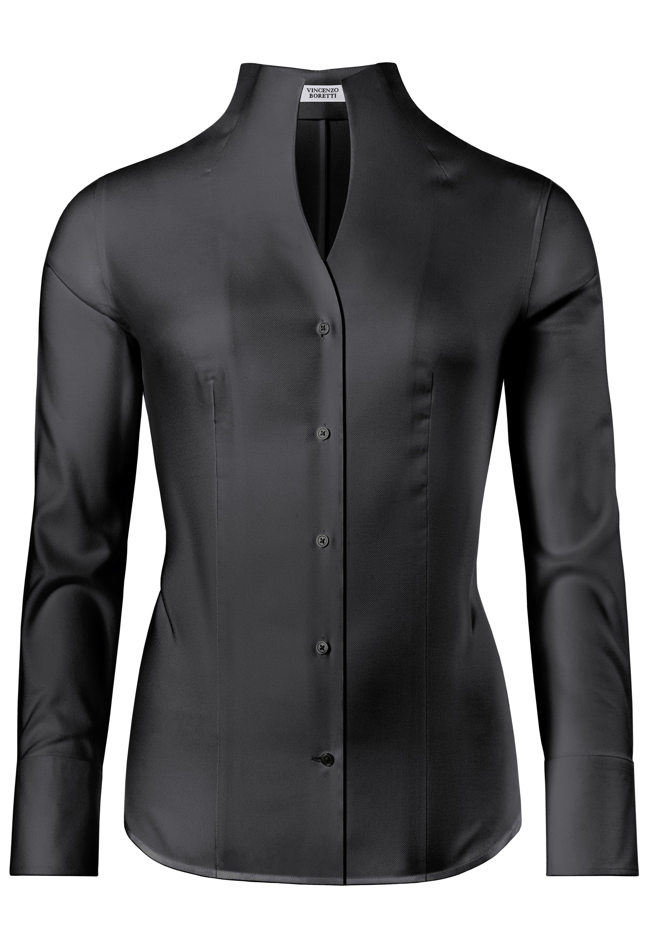 Klassische Bluse leicht tailliert soft Oxford Kelchkragen