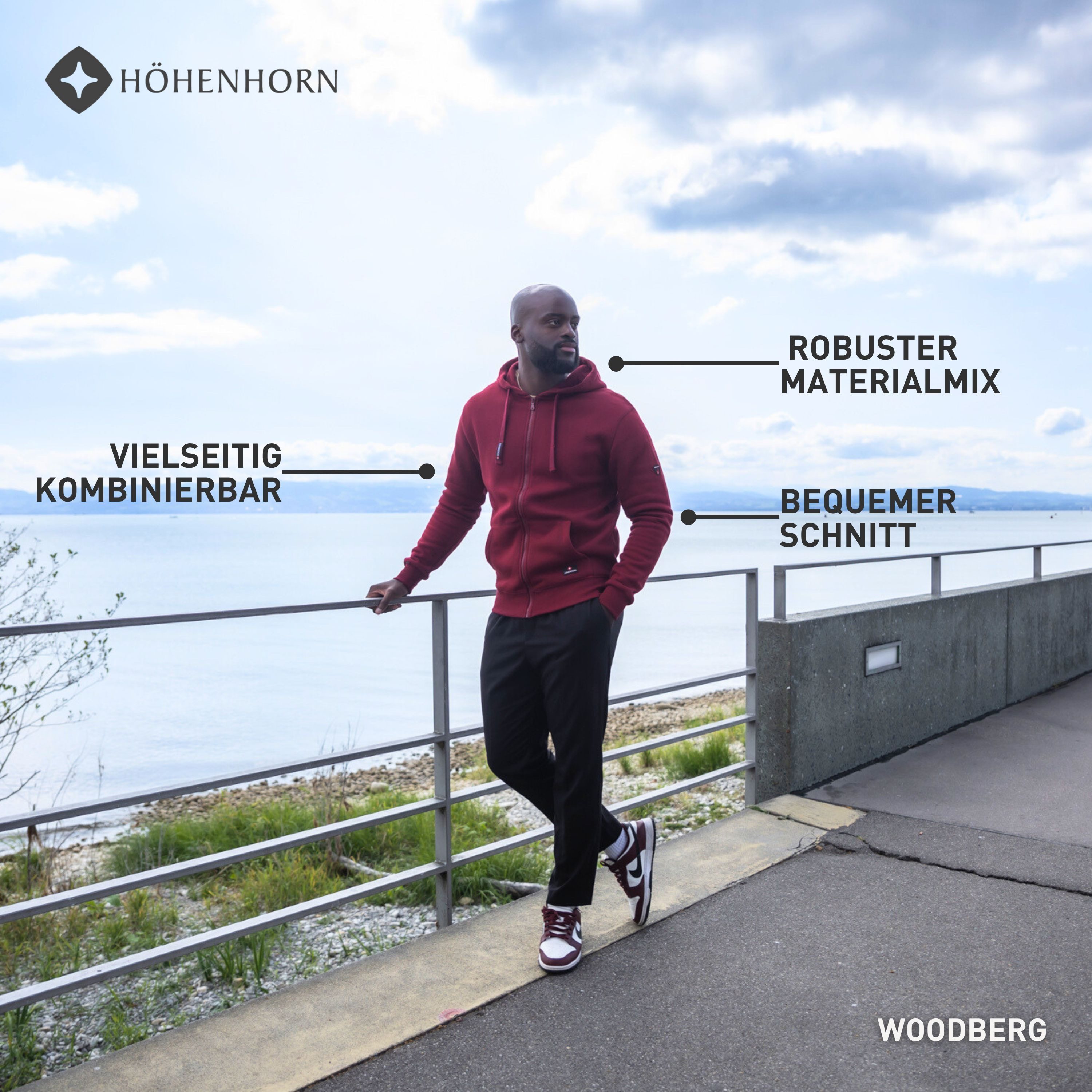 Höhenhorn Kapuzenpullover Woodberg Herren Hoodie für Männer Pullover Sweatshirt Hochwertige Baumwolle, weiche Innenseite, angenehm warm