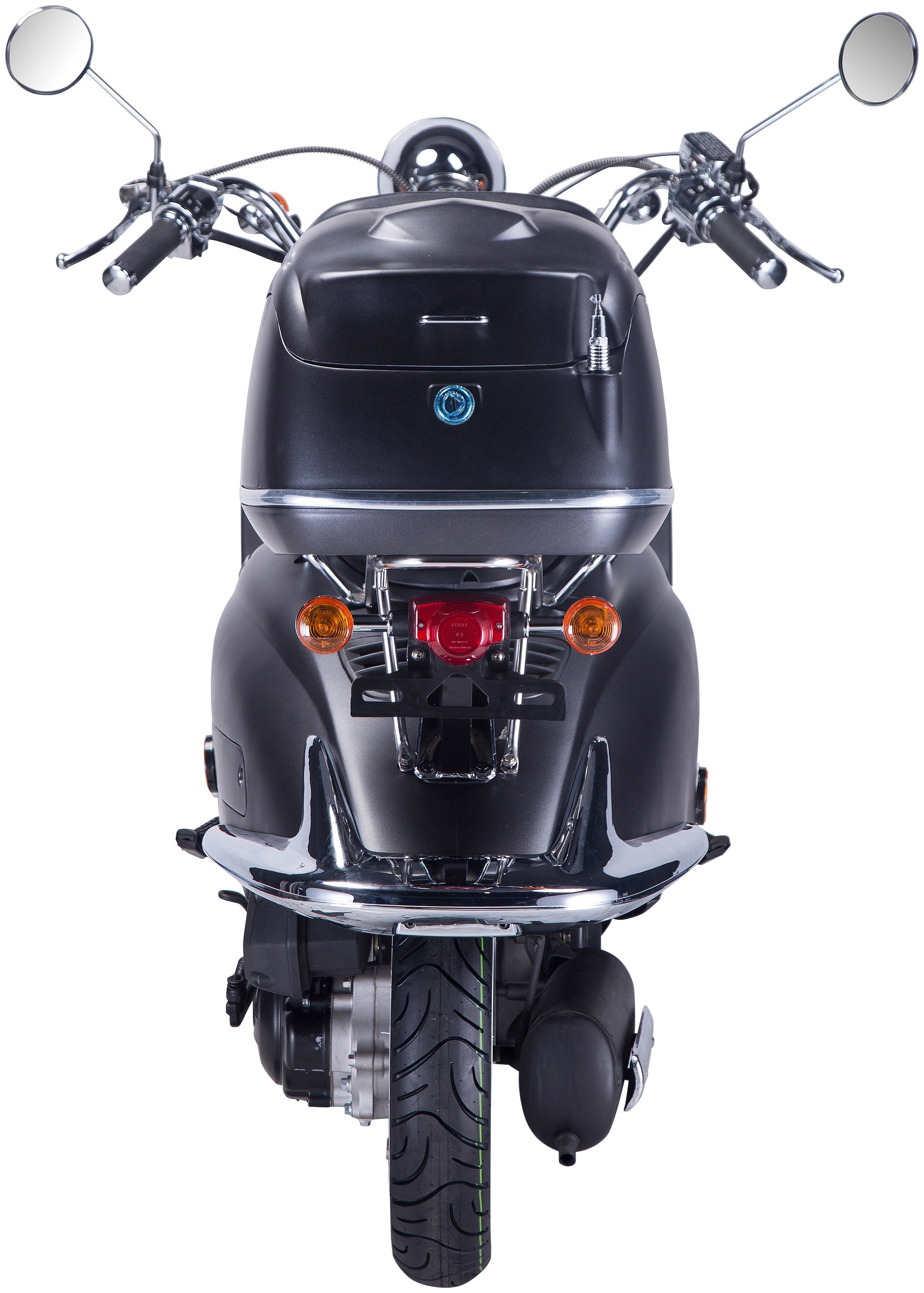 GT UNION Motorroller 125 85 km/h, Strada, Euro Topcase ccm, schwarz/silberfarben (Set), mit 5