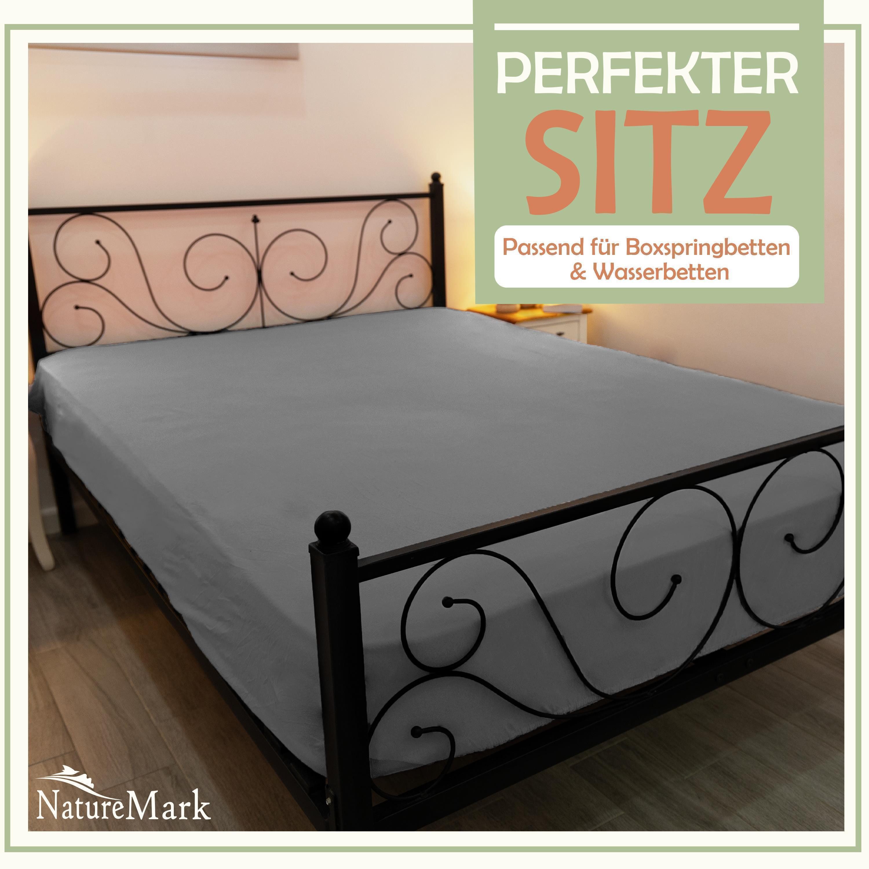 NatureMark Spannbettlaken Mikrofaser Spannbetttuch, Polyester, Gummizug: günstig online kaufen