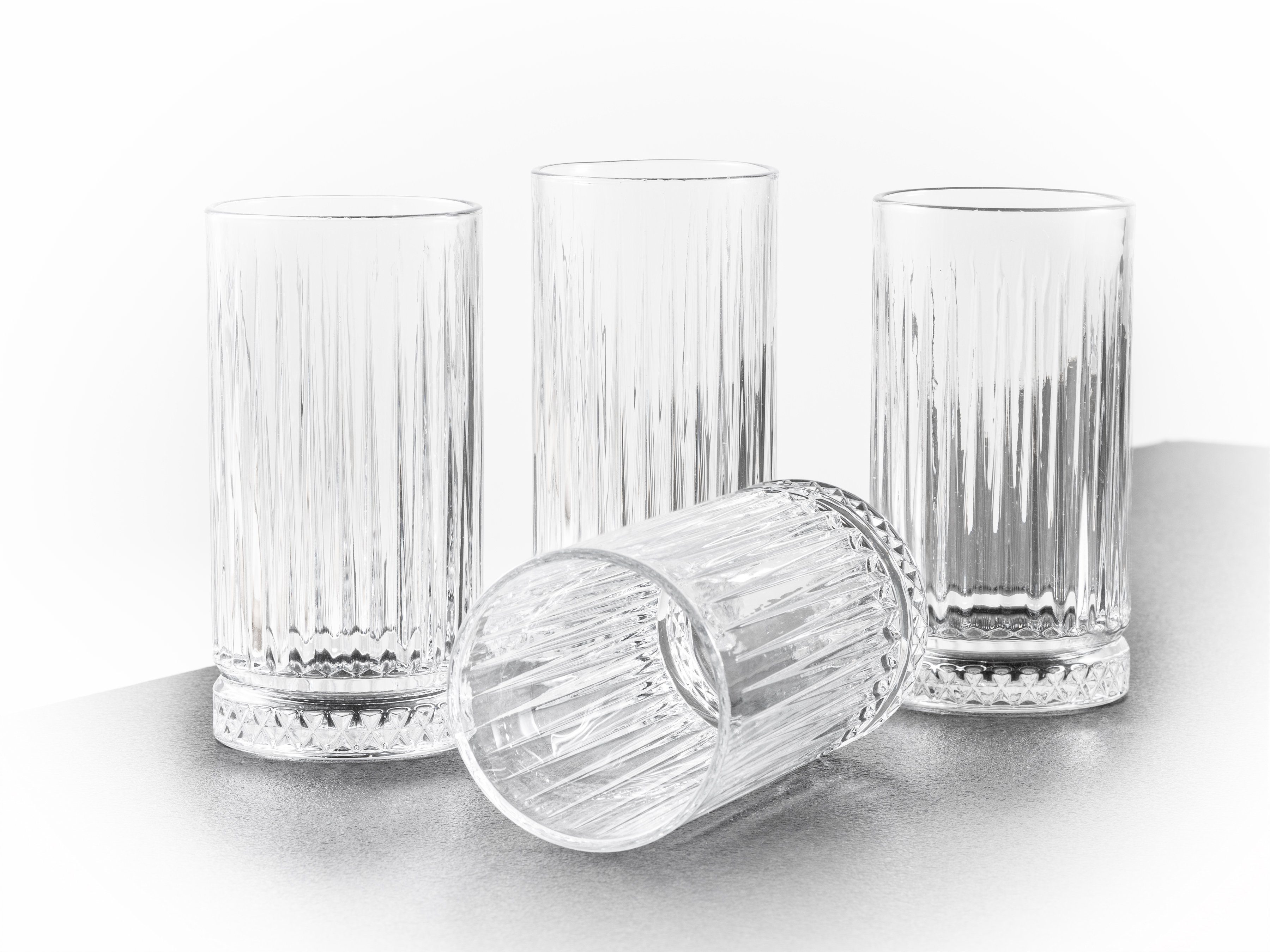 Longdrinkglas Gläser 4er Set geriffelt
