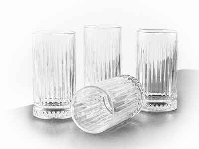 Hanseküche Longdrinkglas Скло 4er Set geriffelt, Glas, Spülmaschinenfest, Edles Design