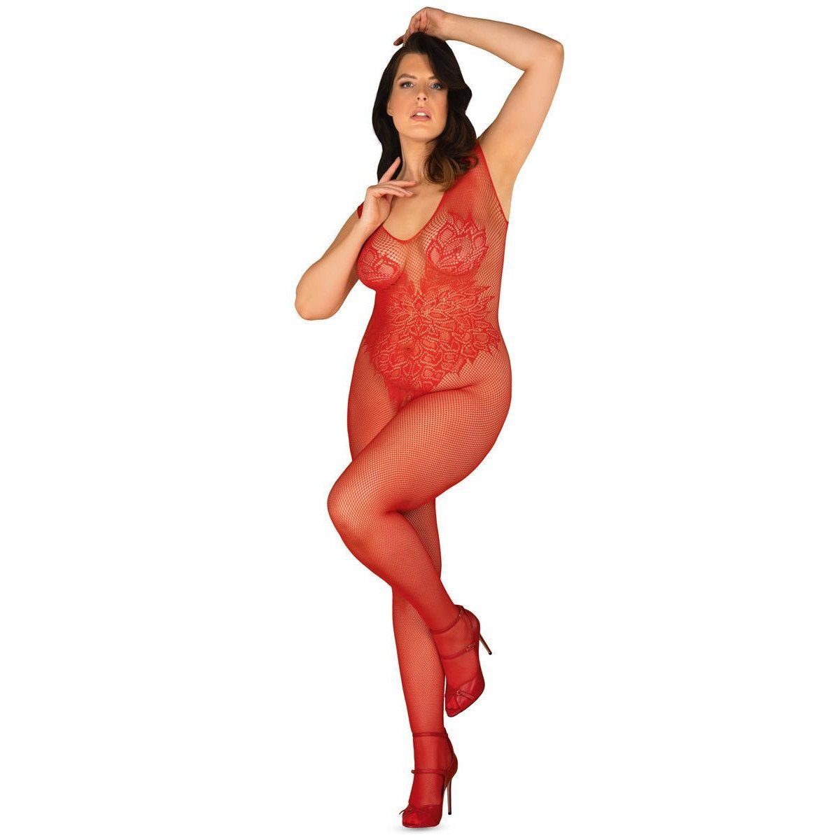 Obsessive Catsuit OB Bodystocking N112 red Size Plus - (XXL)