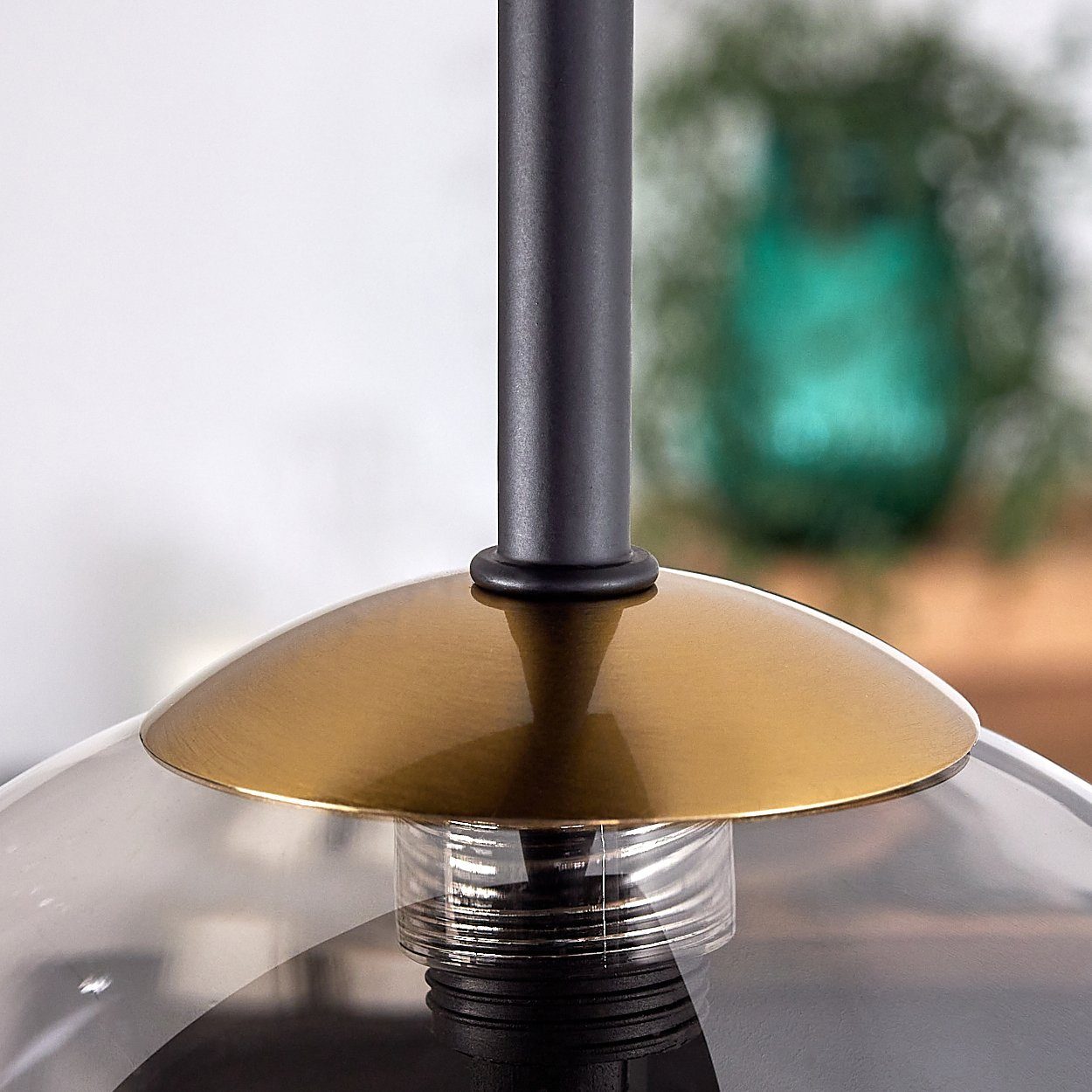 hofstein Deckenleuchte Deckenlampe aus Metall/Glas in Schwarz/Goldfarben/Rauchfarben, ohne Leuchtmittel, Leuchte im Retro-Design aus Glas, 5 x G9 LED, ohne Leuchtmittel