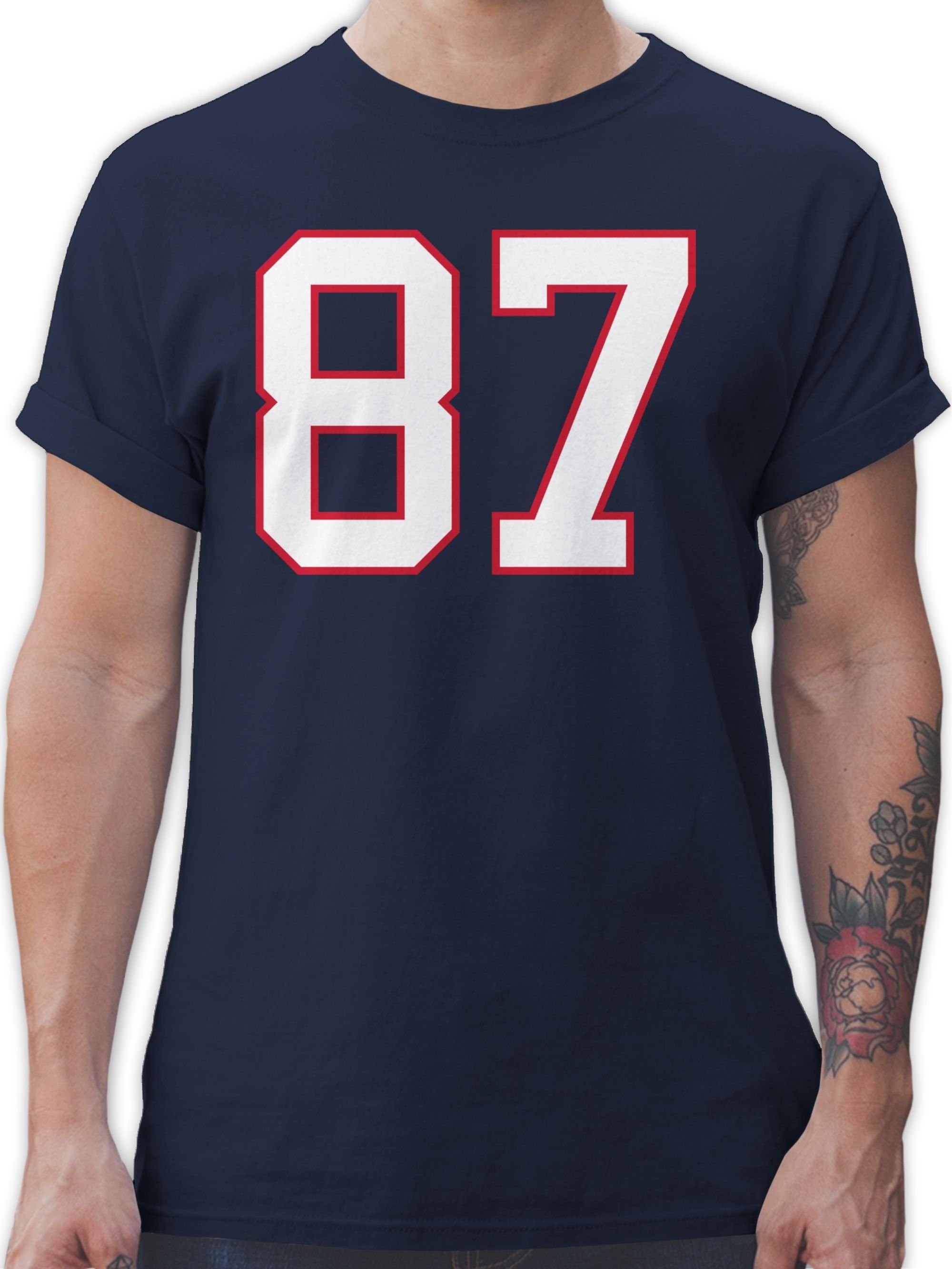 Shirtracer T-Shirt Football New England 87 American Football NFL 2 Navy Blau