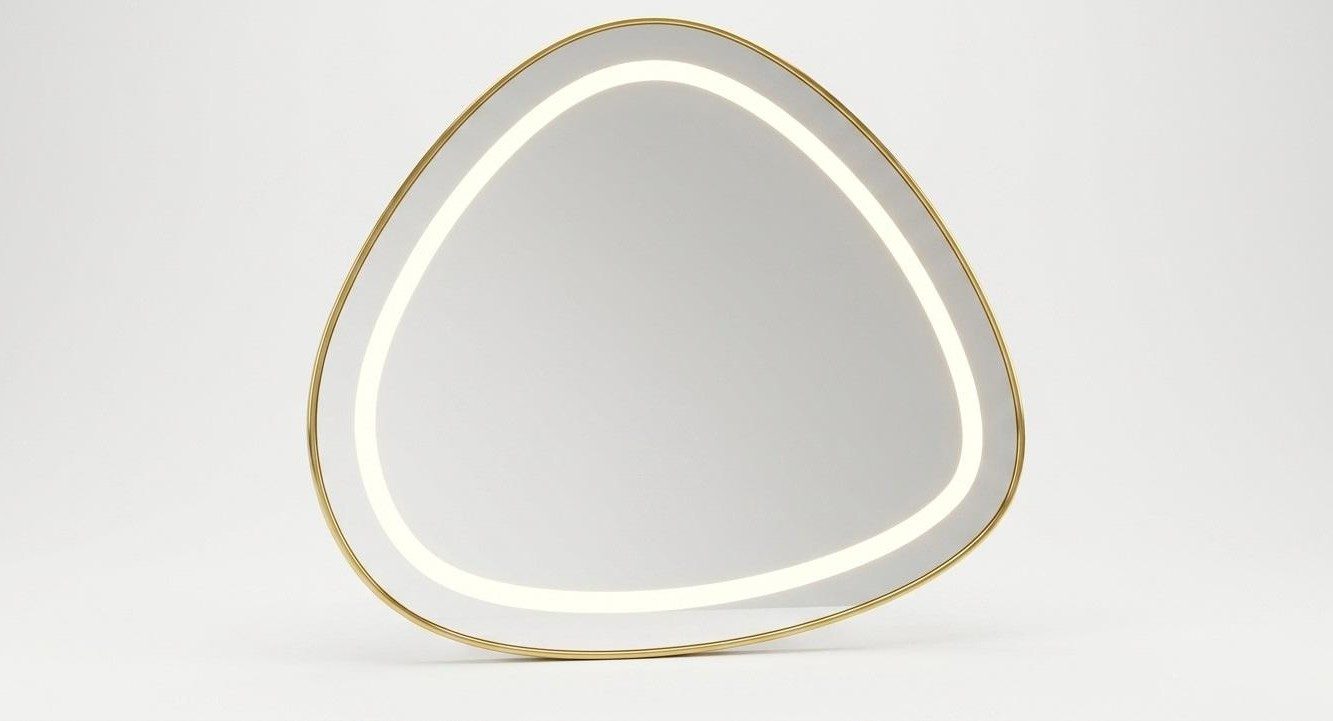 Xlmoebel Dekospiegel Beleuchteter Glas-Spiegel in Beige – Stilvoll und vielseitig, Made in Europa