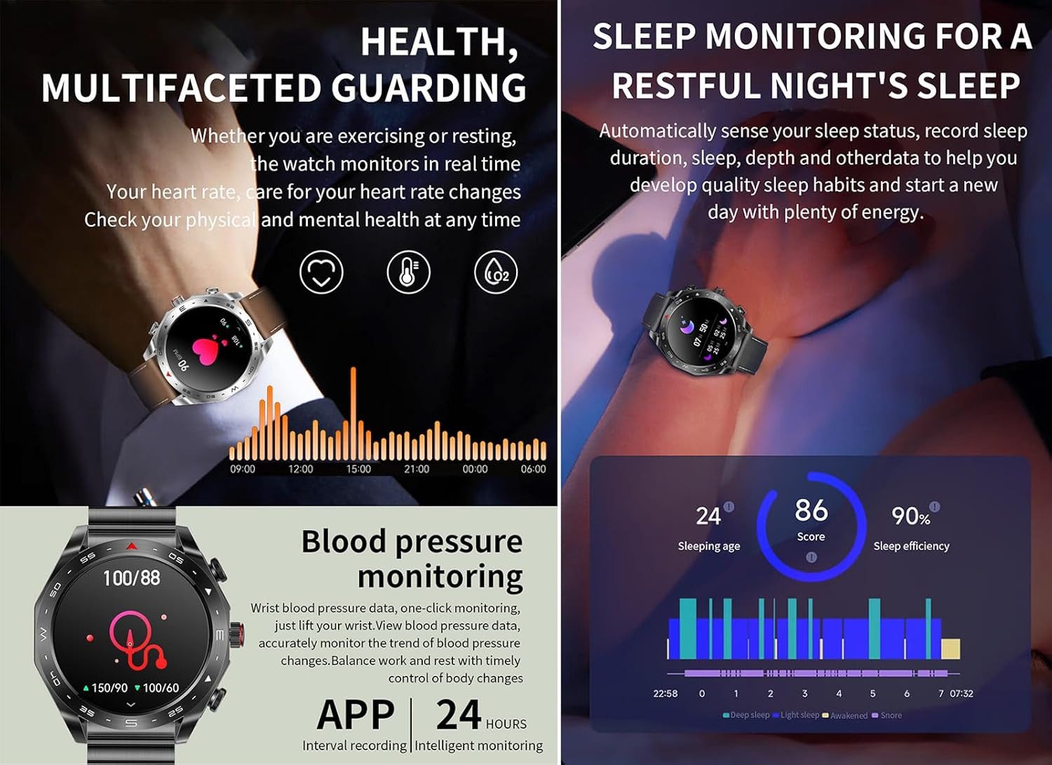 CISIYOO ZNSB Smartwatch (4,4 cm, android ios), Smartwatch mit Bluetooth Kopfhörern Musikfunktion und Sportmodus