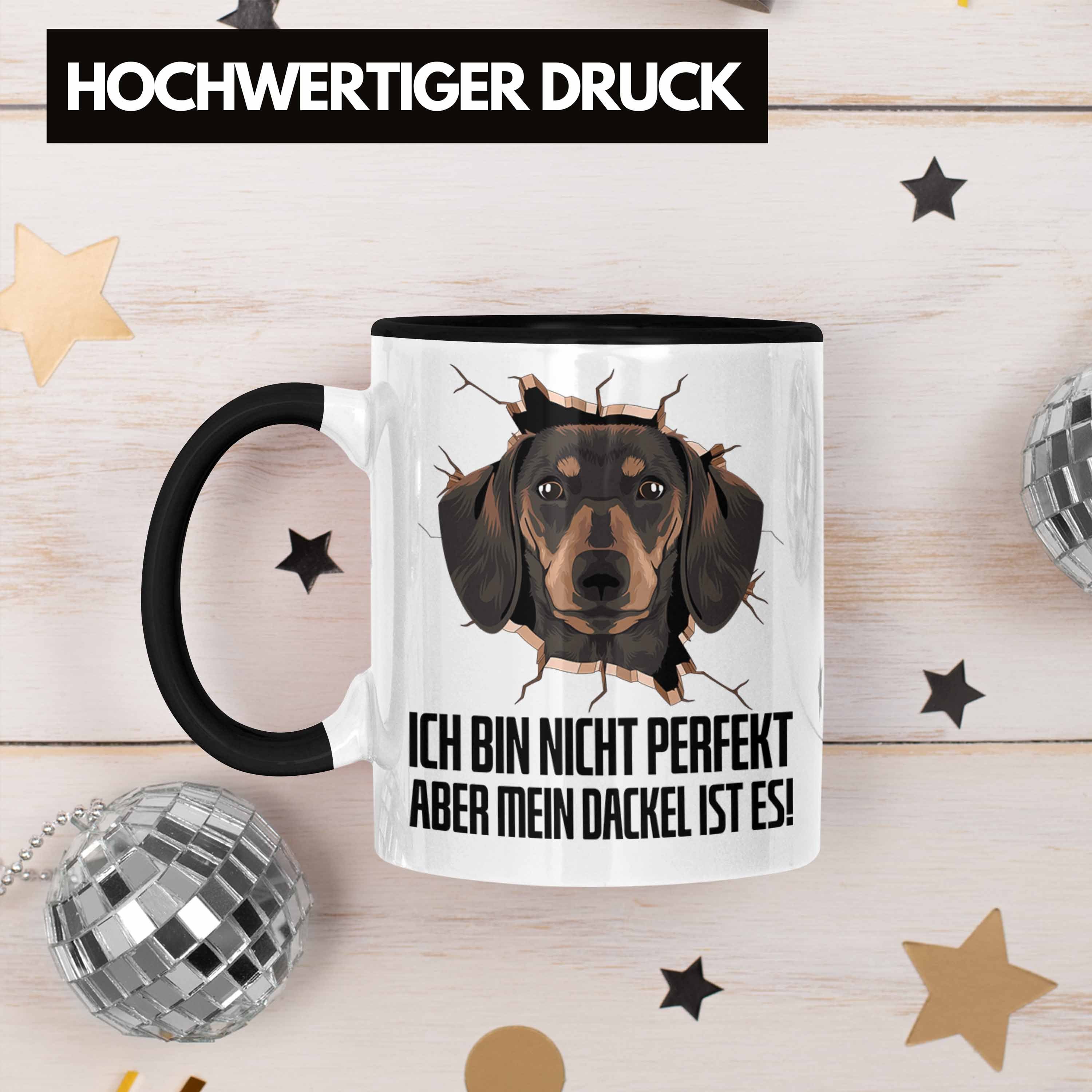 Schwarz Dackel Geschenk Trendation Tasse Dackelbesitzerin für Tasse Grafik Kaffee-Becher 3D Ich