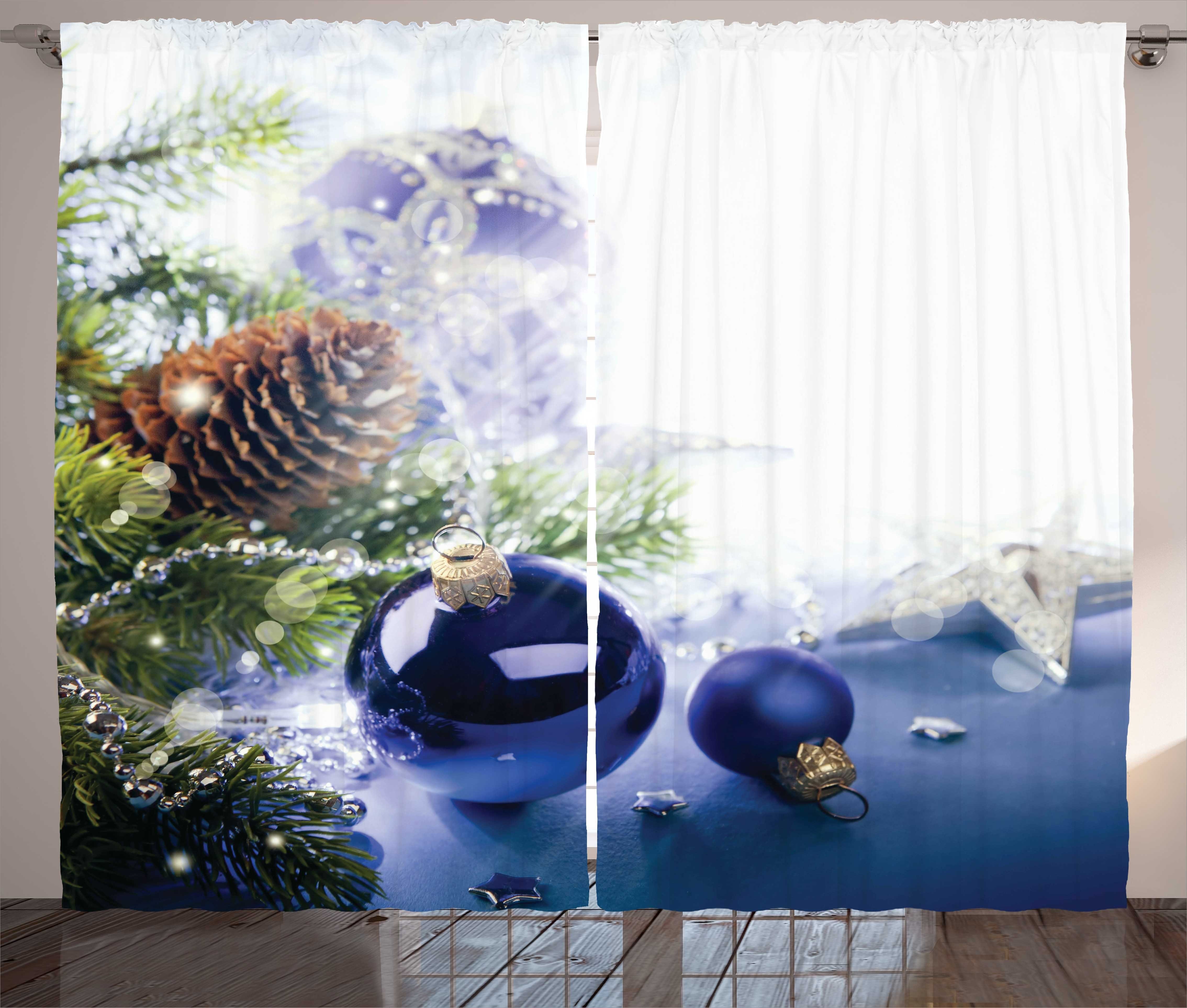 Abakuhaus, getönten mit Weihnachten Vorhang Gardine Haken, Kräuselband Schlaufen Blau Schlafzimmer Zier und
