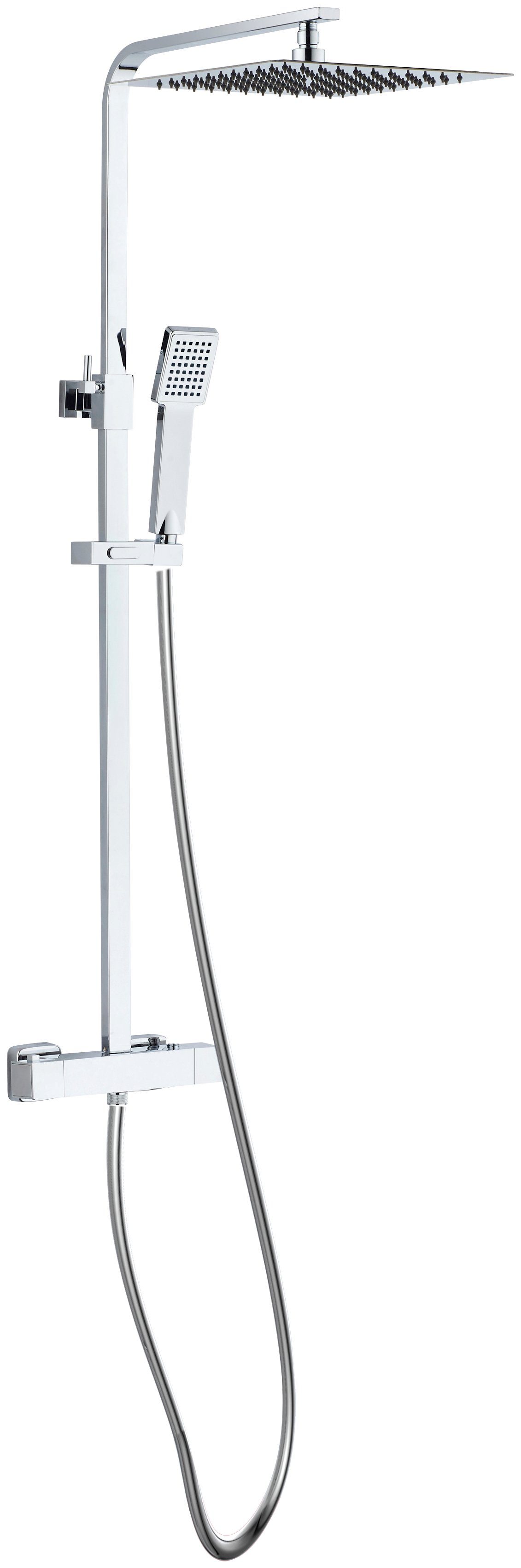 Eisl Duschsystem Schlauch Duschkopf CALVINO, 120 mit Duschsystem Halterung,Chrom mit Höhe und cm, Thermostat