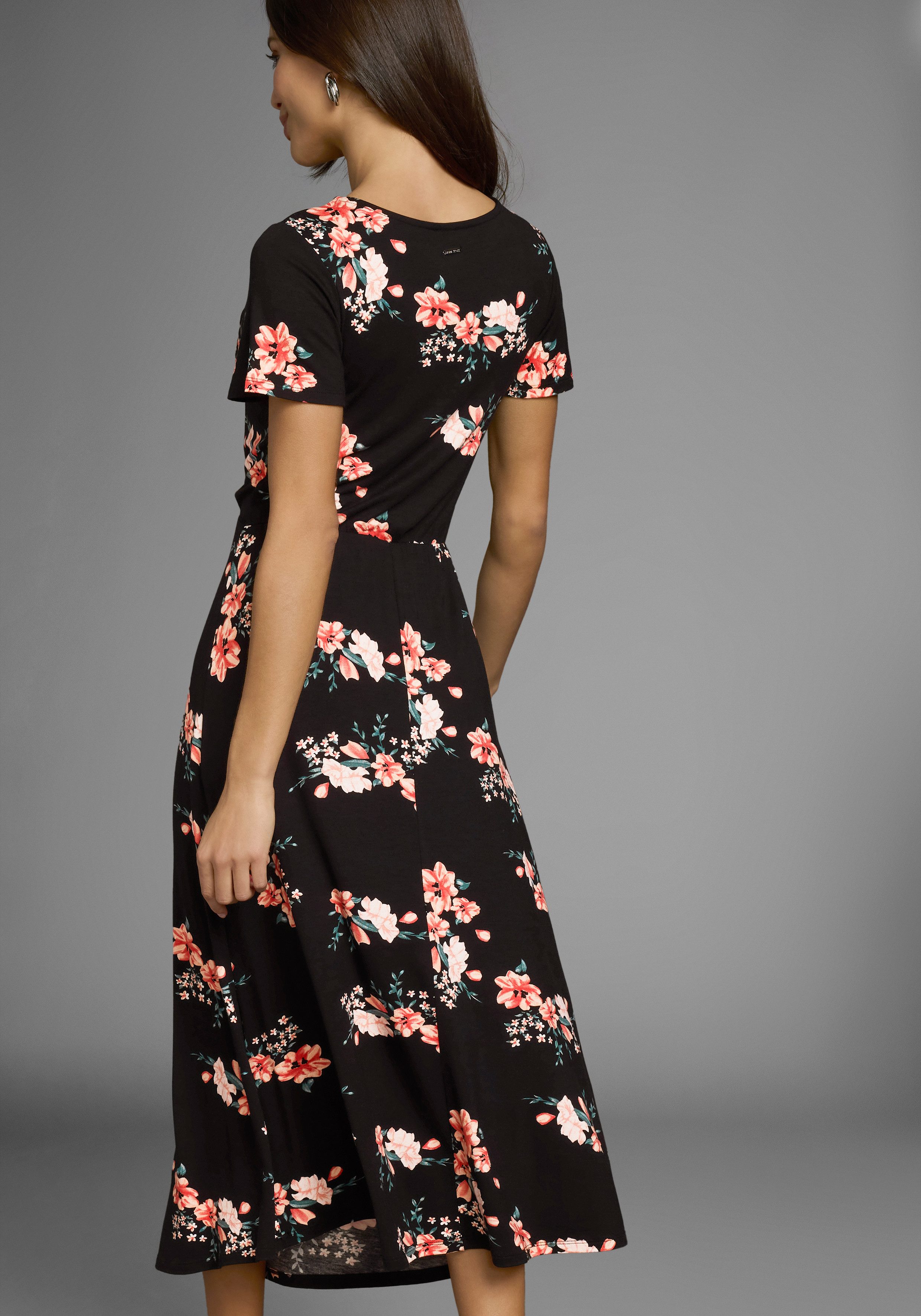 Laura Scott Sommerkleid mit romantischem Blumendruck und Raffung, Midikleid