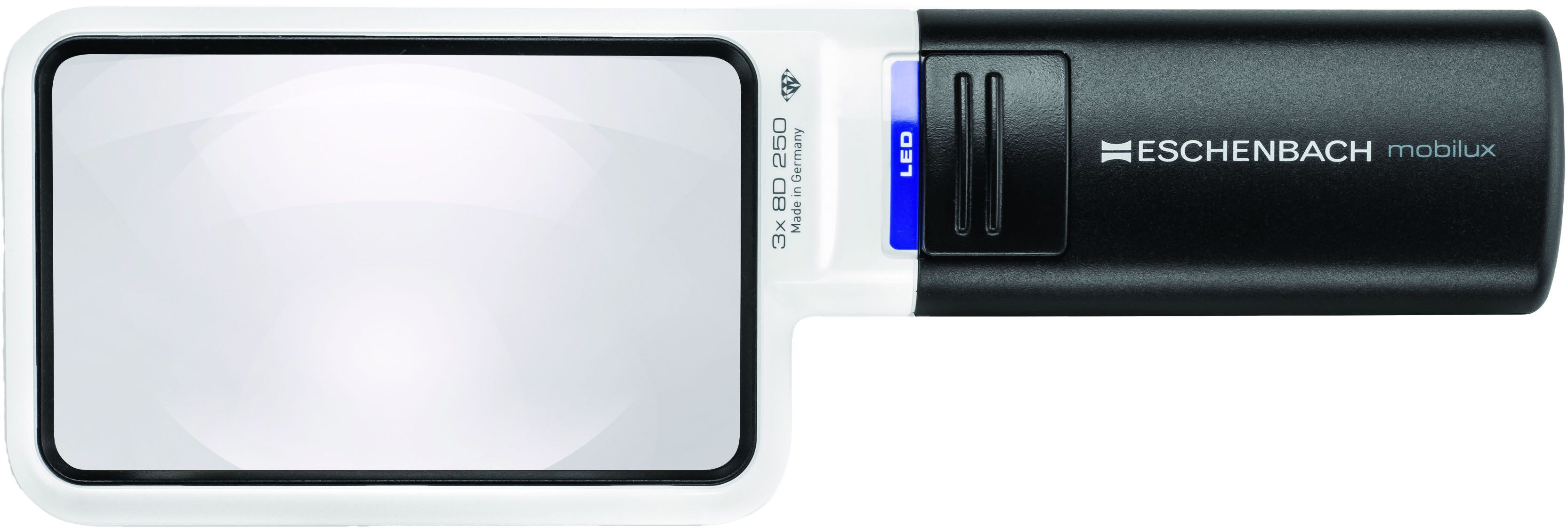 Eschenbach Optik Leuchtlupe mobilux LED, 3-tlg., Stromsparend, LED-Technik, 3-fach Vergrößerung