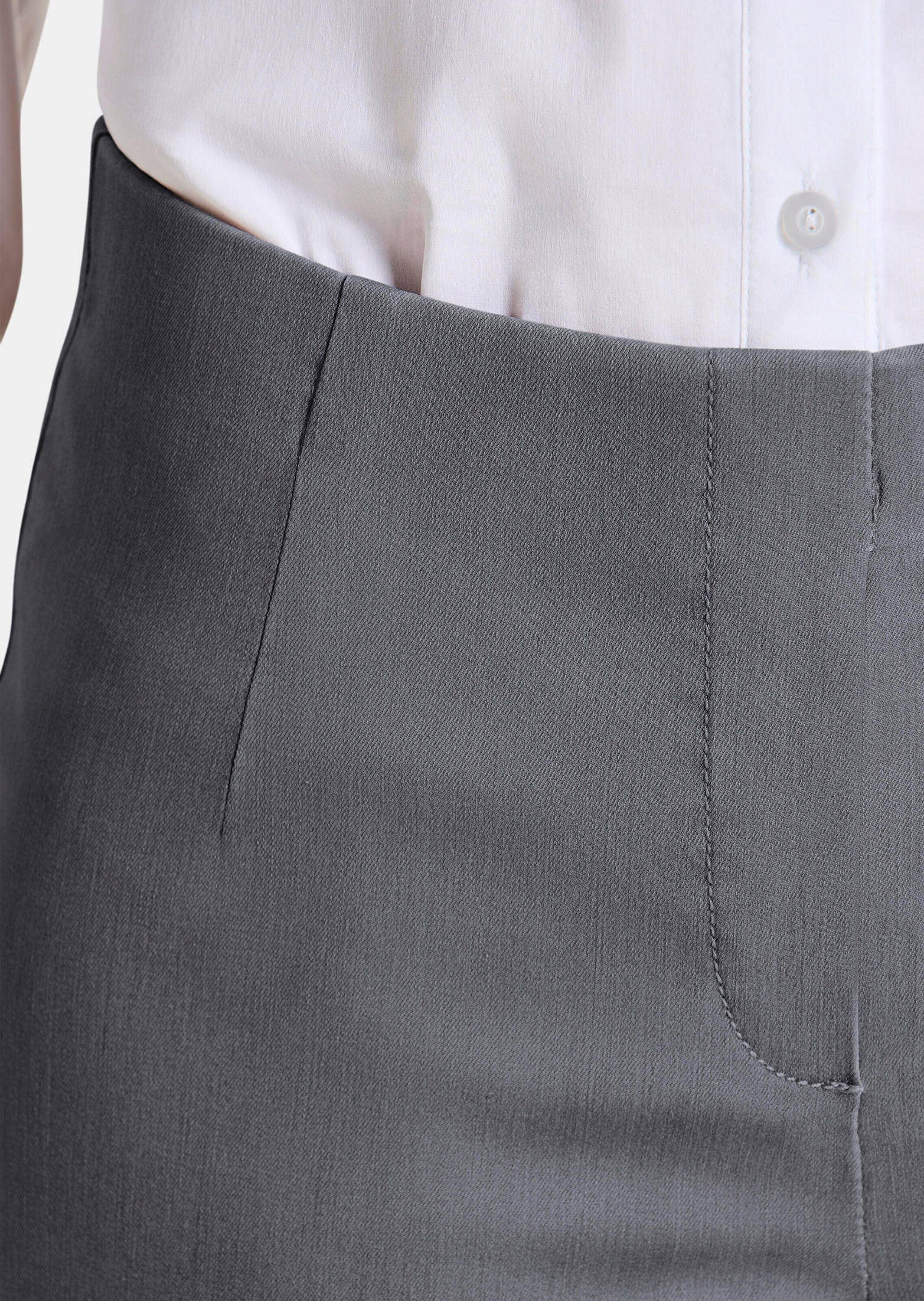 GOLDNER Stoffhose Jerseyhose mit Schlupfbund Stoffhose mit Reißverschluss-Optik und Knöchellänge