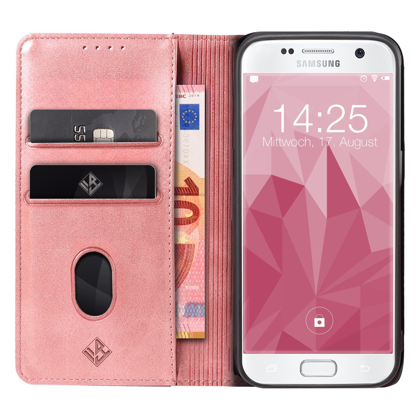 Tec-Expert Handyhülle Tasche Hülle für Samsung Galaxy S7 5.1 Zoll, 5.1", Cover Klapphülle Case mit Kartenfach Fliphülle aufstellbar