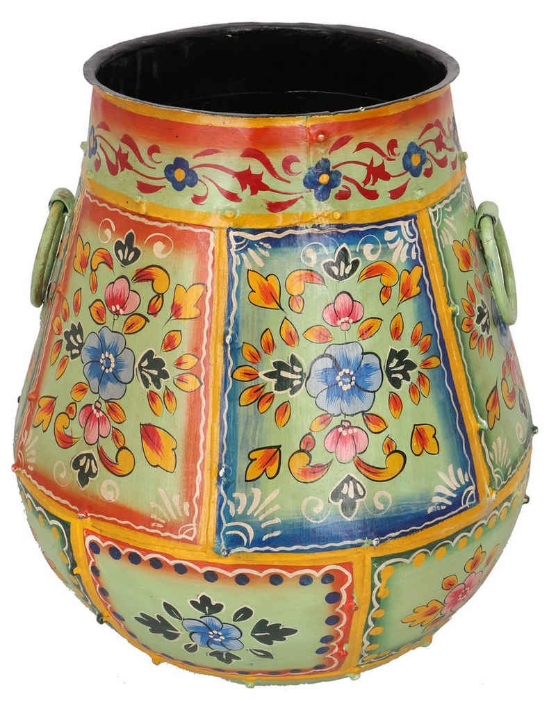 Guru-Shop Dekovase Vintage Metall Vase, Krug Rajasthan, handbemalt..