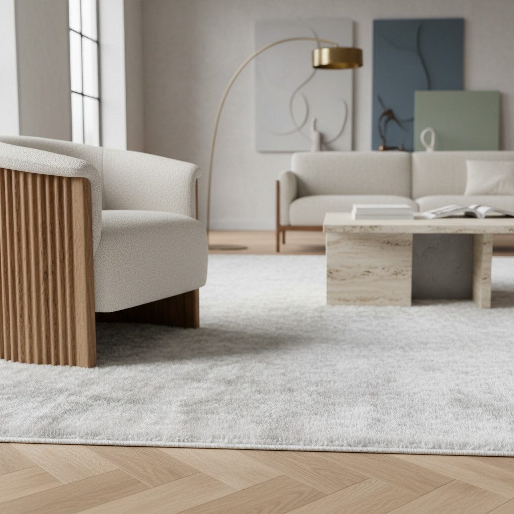 KADIMA DESIGN Teppich Kurzflor Unifarben Polyester Antirutsch Wohnzimmer Teppich, Rund, Höhe: 13 mm, Maschinenwäsche, Rücken aus Filz/Anti-rutsch, Gekettelt, 80x80cm