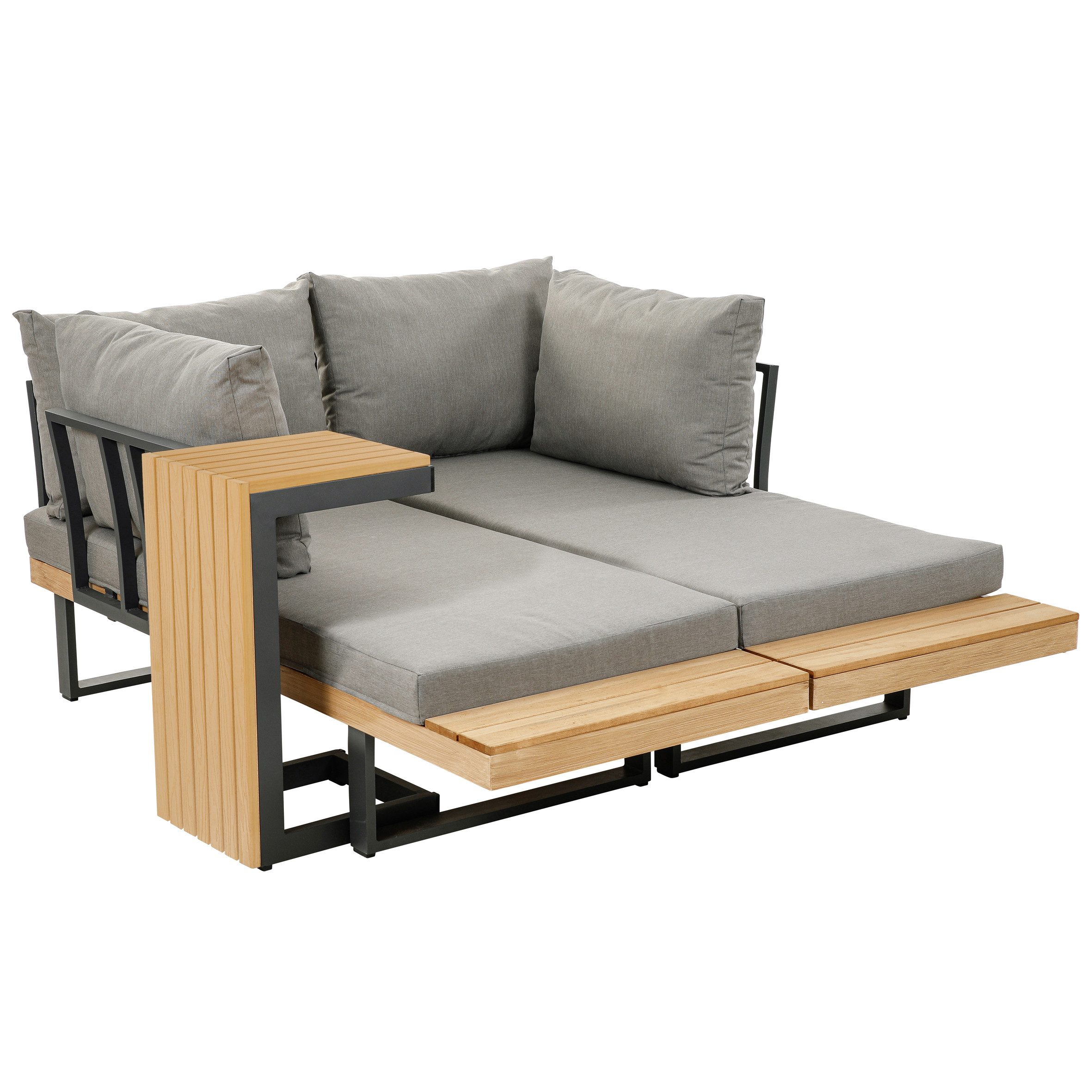 Greemotion Gartenlounge-Set Lana Lounge-Set Beige-Holz / Grau inkl. Auflagen & Tisch, (inkl. Auflagen), Farbe Grau/Holz