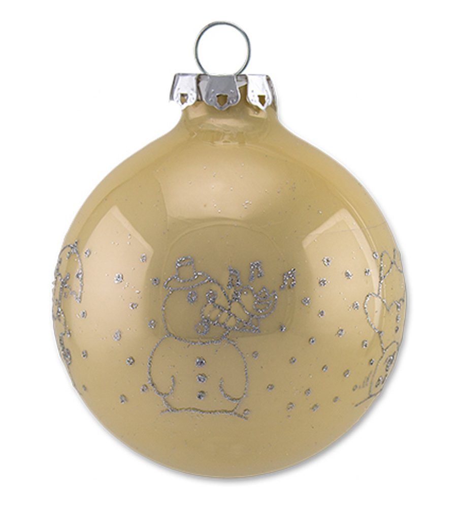 Gold mit (16 Dekor Glasdesign Weihnachtsbaumkugel - - aus St), Glas Schneemann Thüringer aus und Glas Grün Glitzer Christbaumkugeln Rosa Pastell Baumspitze