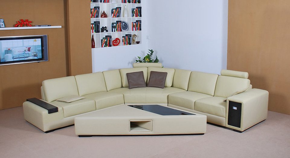 Xlmoebel Ecksofa Designer Wohnzimmersofa mit Hocker und Polsterung in L-Form, Hergestellt in Europa