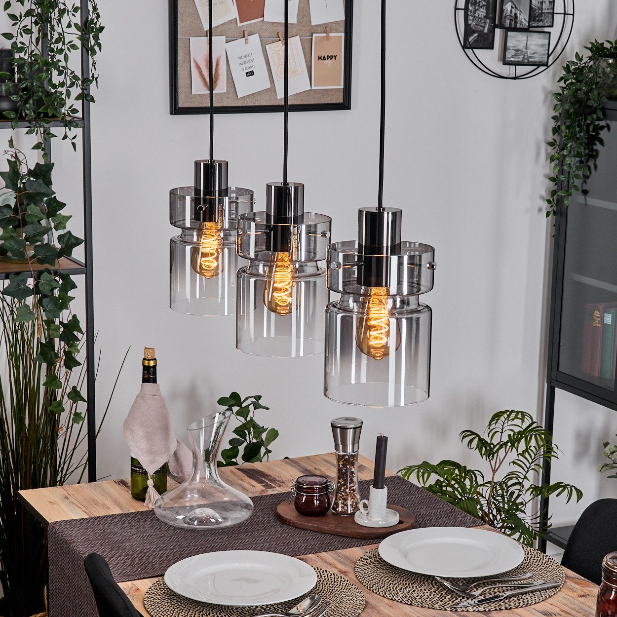 hofstein Hängeleuchte Hängelampe aus Metall/Glas in günstig online kaufen