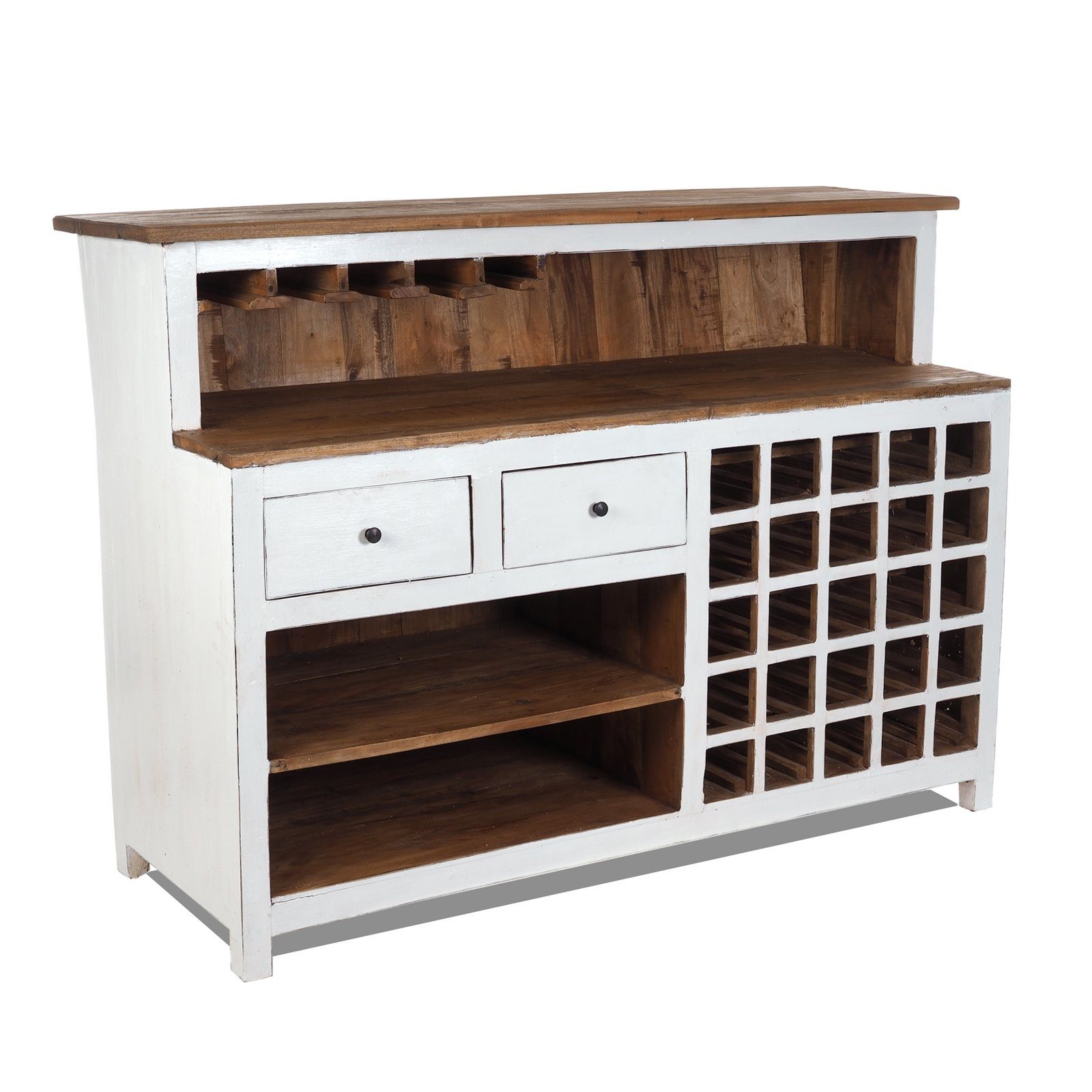 "PUREWOOD", 06 Hausbar, (BxHxT), DESIGN weiß-landhaus Verkaufstresen BARSCHRANK DELIGHTS 150x110x55cm Barschrank