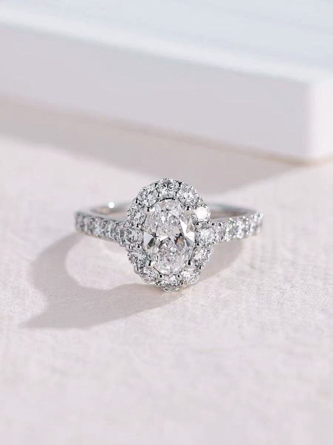 Jumpeak Diamantring Labordiamant, Engagement ring,2ct,D,VS1,2EX,Damen-Diamantring, Geschenk für frau,Liebes geschenk für sie, Damen geschenk