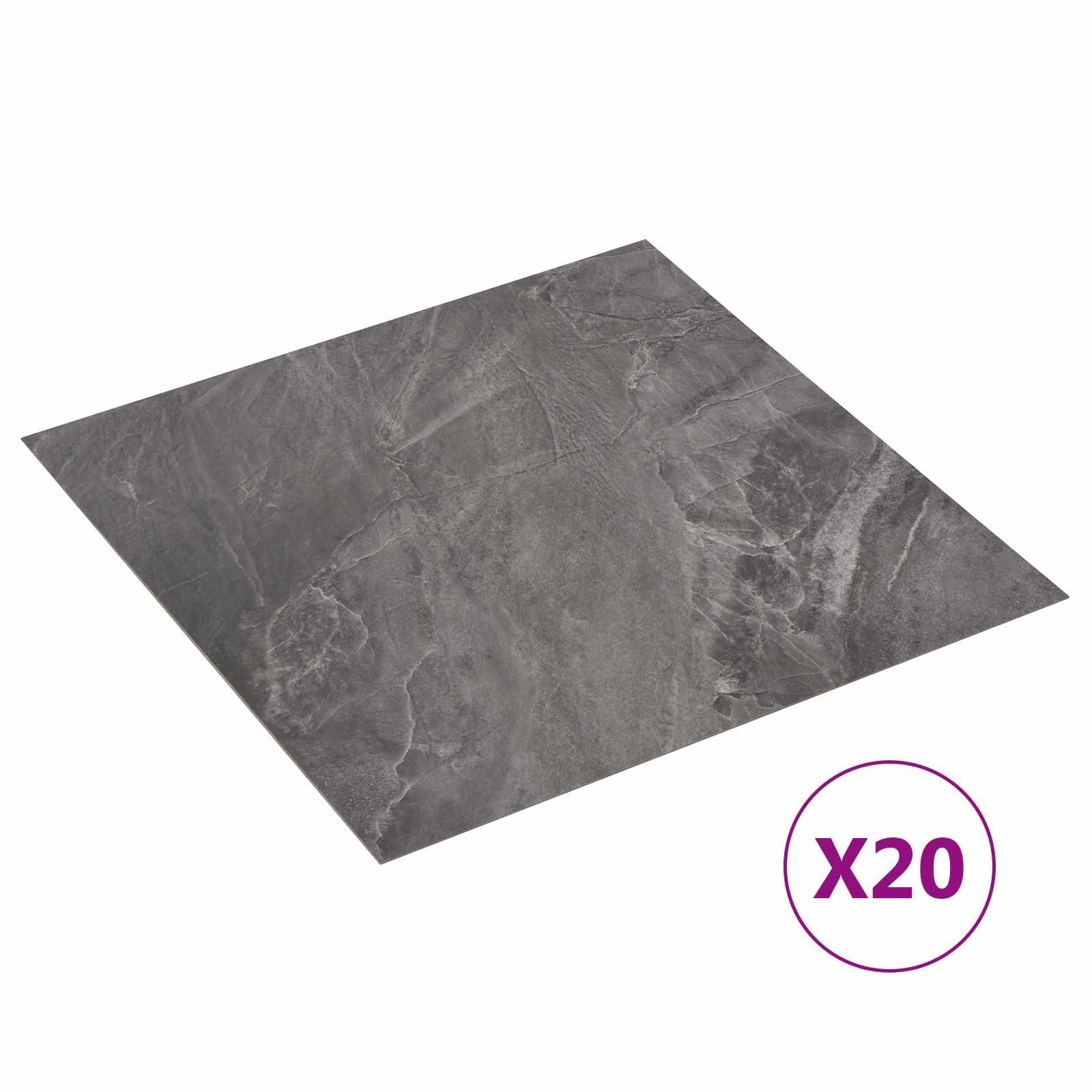 vidaXL Teppichboden Selbstklebende Bodenplanken Schwarz 30,5 x 30,5 cm 20 Stk. PVC, Quadratisch, Höhe: 0.15 mm