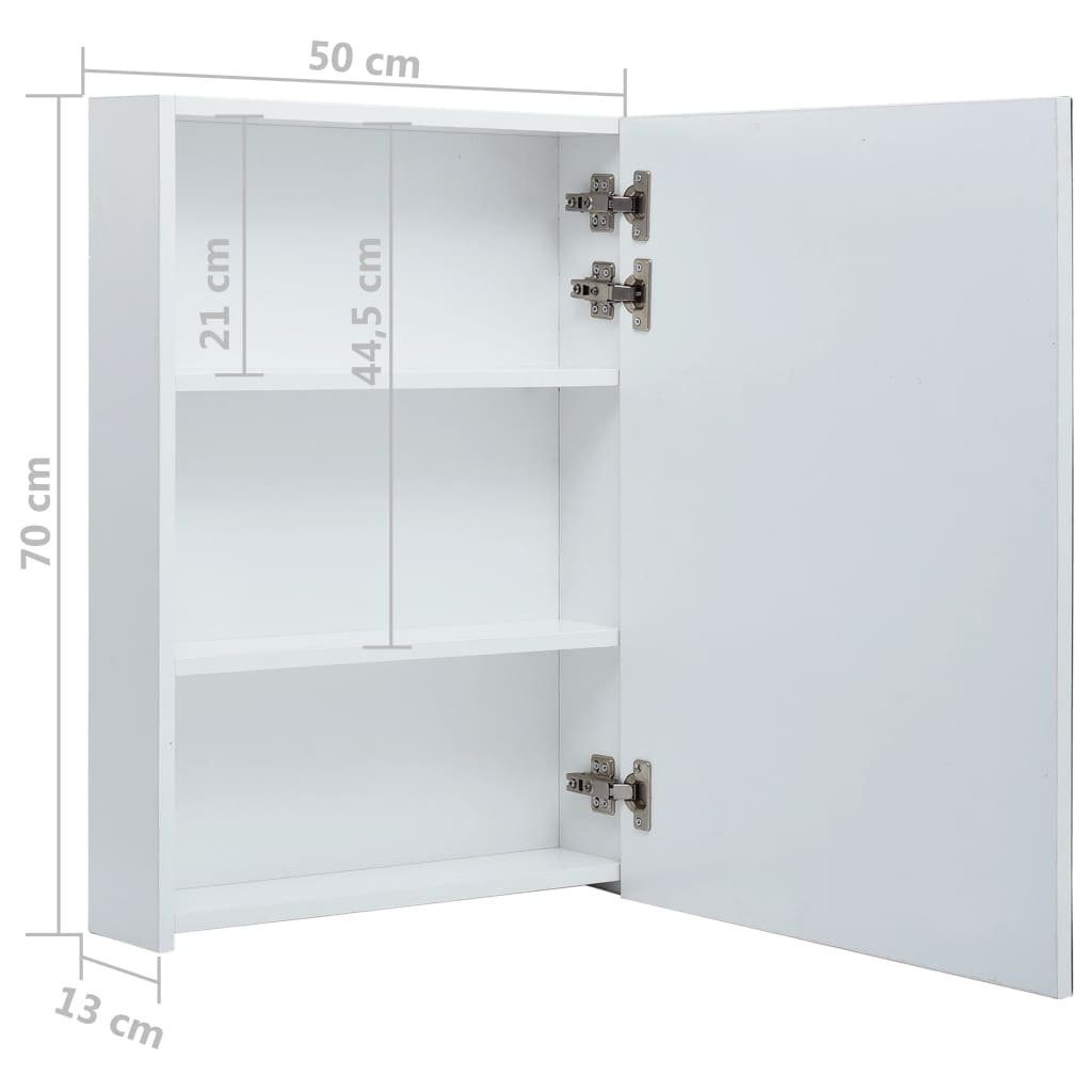 3 Tür inkl. Weiß Badezimmerspiegelschrank 3007473 einer aus Beleuchtung (LxBxH: in cm) möbelando MDF mit Fächern 13x50x70 und
