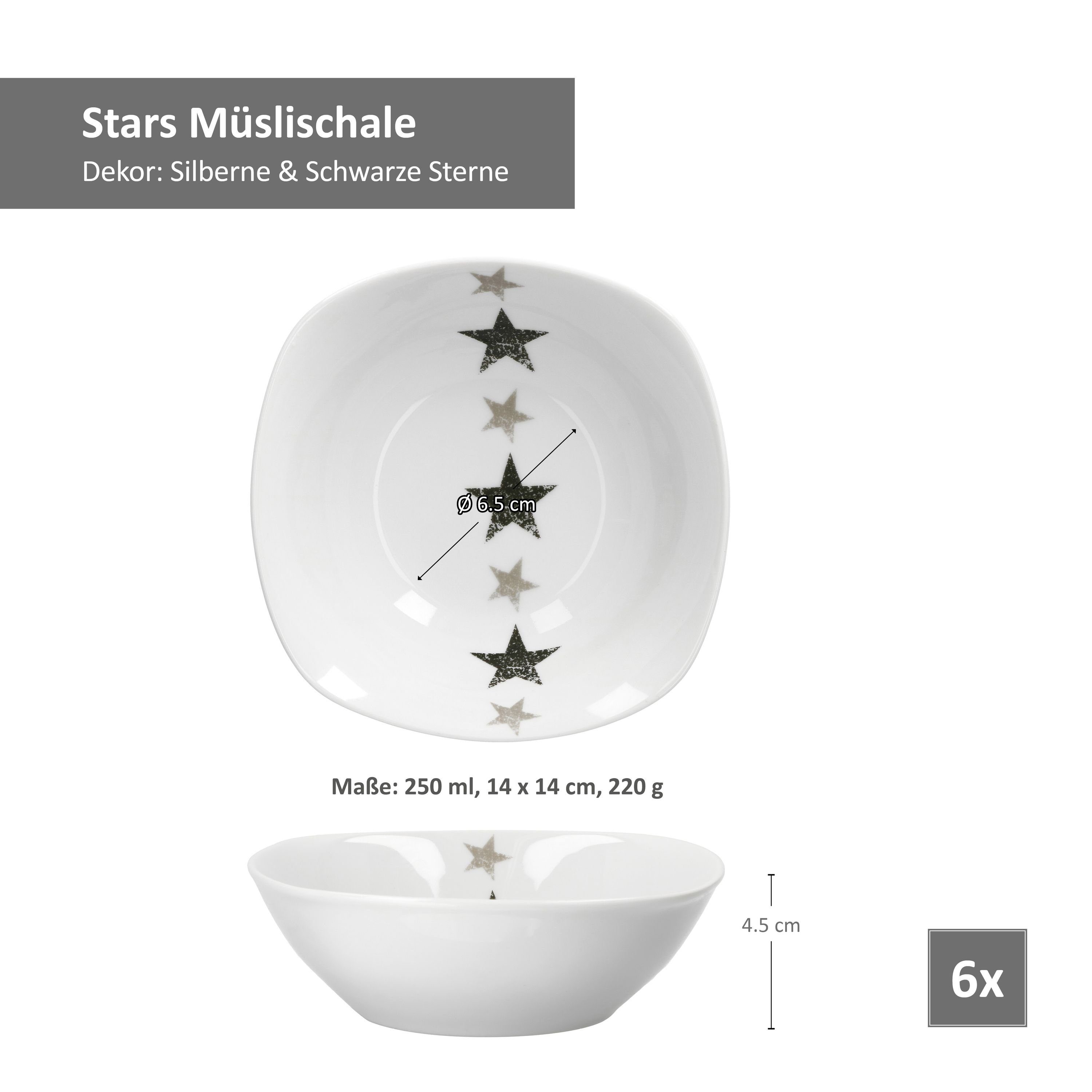 Well Porzellan Set Stars Müslischale Müsli- Salatschale 14cm, van 6er