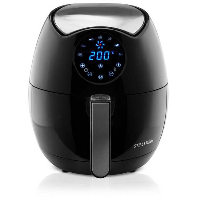 Stillstern Heißluftfritteuse 3,5L mit Digitalem LED-Touchscreen, 7 Programme, 40 Rezepte [Deutsch], Brotbackkorb, Grillrost, 1500W, Heissluftfritteuse