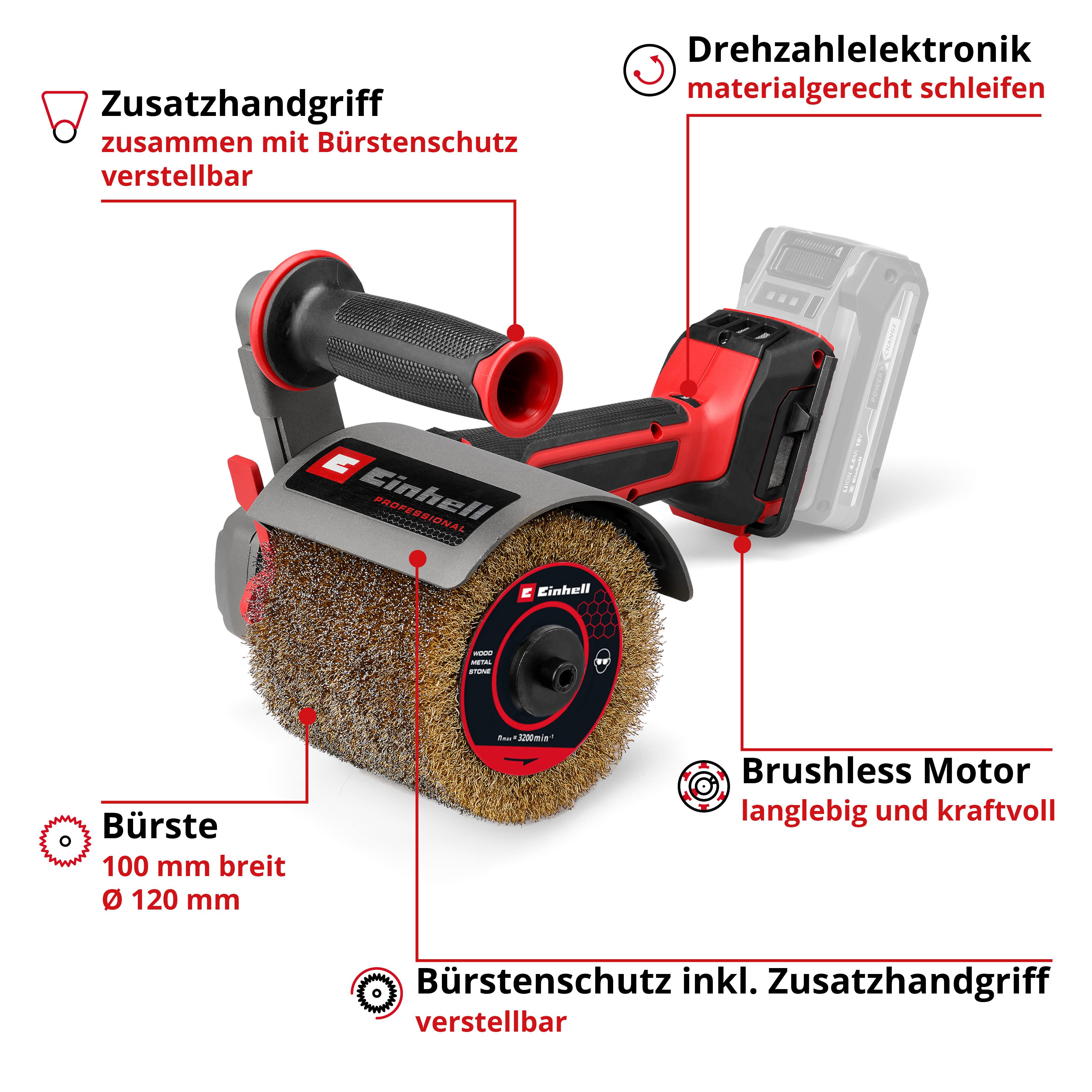 Einhell Schleifroller Akku-Bürstenschleifer TP-BR 18/32 Li BL - Solo, max. günstig online kaufen