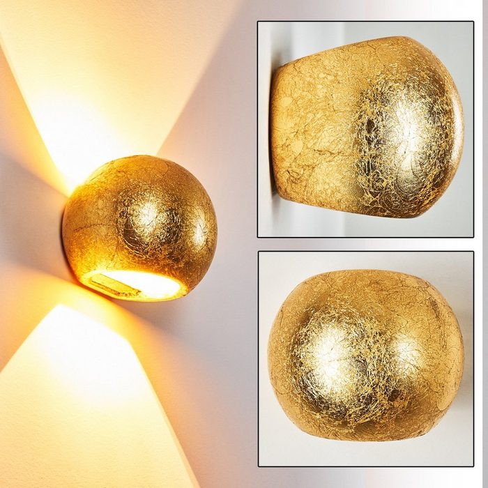 hofstein Wandleuchte »Scorzo« Wandlampe aus Keramik in Gold mit Up & Down-Effekt 1 x G9-Fassung max. 33 Watt Innenmit Blattgold-Effekt geeignet für LED Leuchtmittel