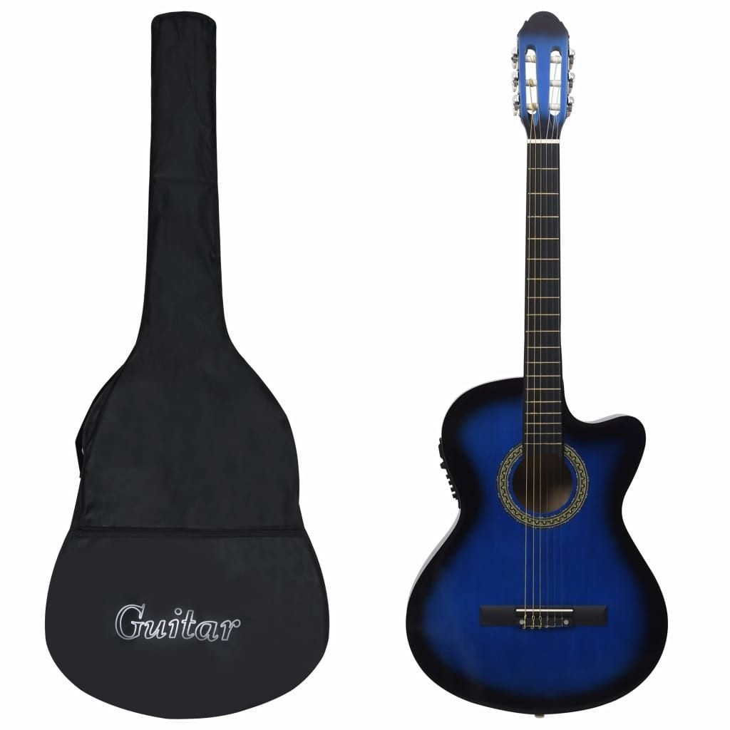 vidaXL Akustikgitarre 12-tlg Western Gitarren-Set mit Equalizer und 6 Saiten Blau
