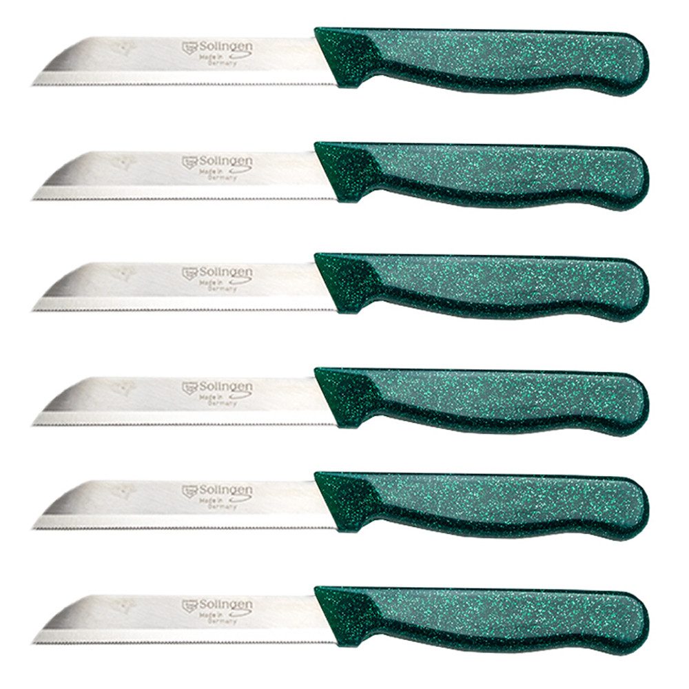 Visaggio Obstmesser Solingen Allzweckmesser Schälmesser Gemüsemesser Küchenmesser, Wellenschliff Solingen Messer, Flitter Optik, Edelstahl (rostfrei)