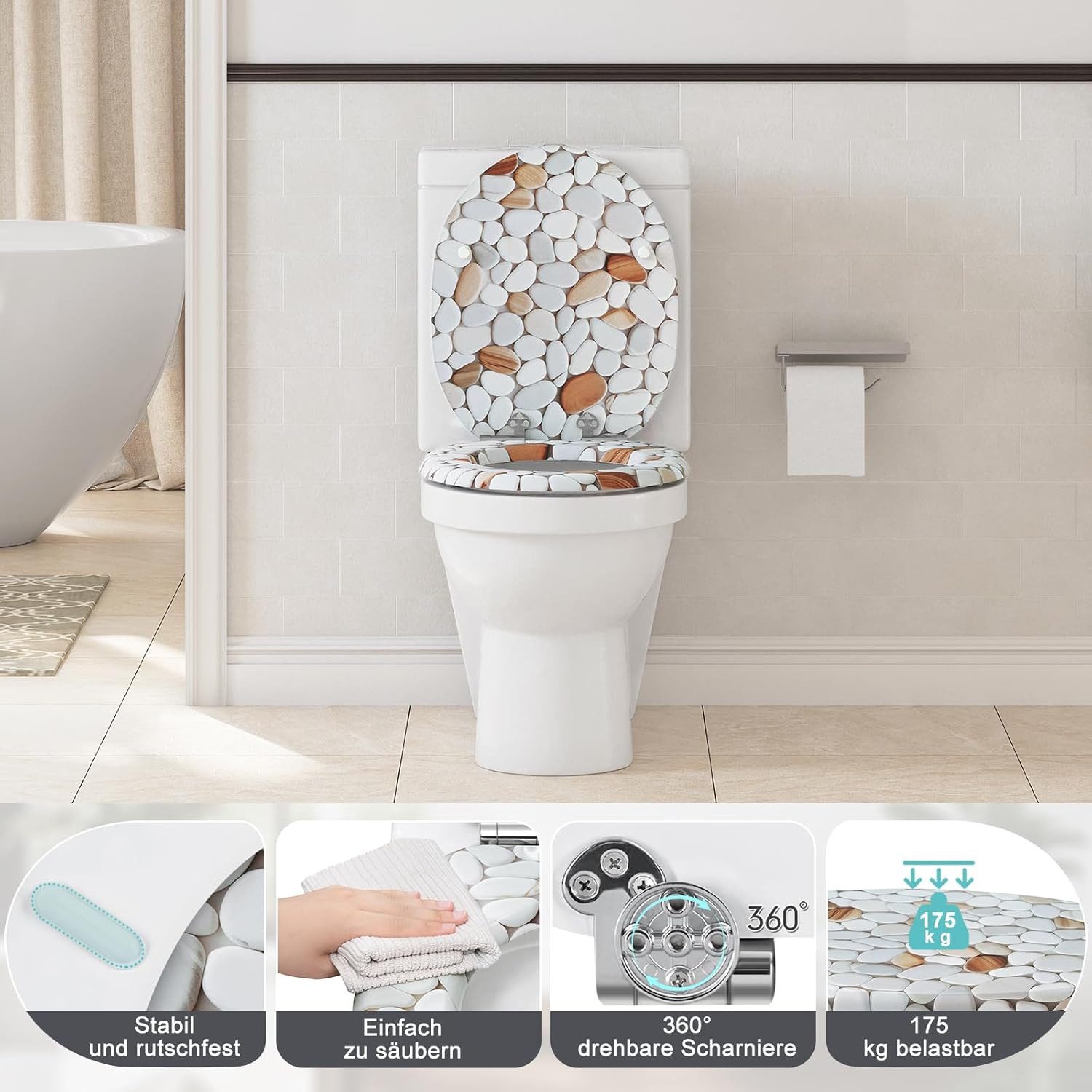 Woltu WC-Sitz (1-St), O Form, mit Absenkautomatik, einfache Montage von unt günstig online kaufen