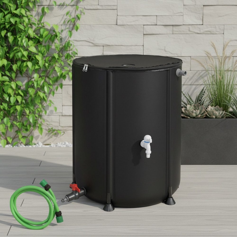 Feel2Home Regentonne 250L Faltbarer Wasserspeicher Regenwasserfass Wassertank Tonne Grün, 250 l