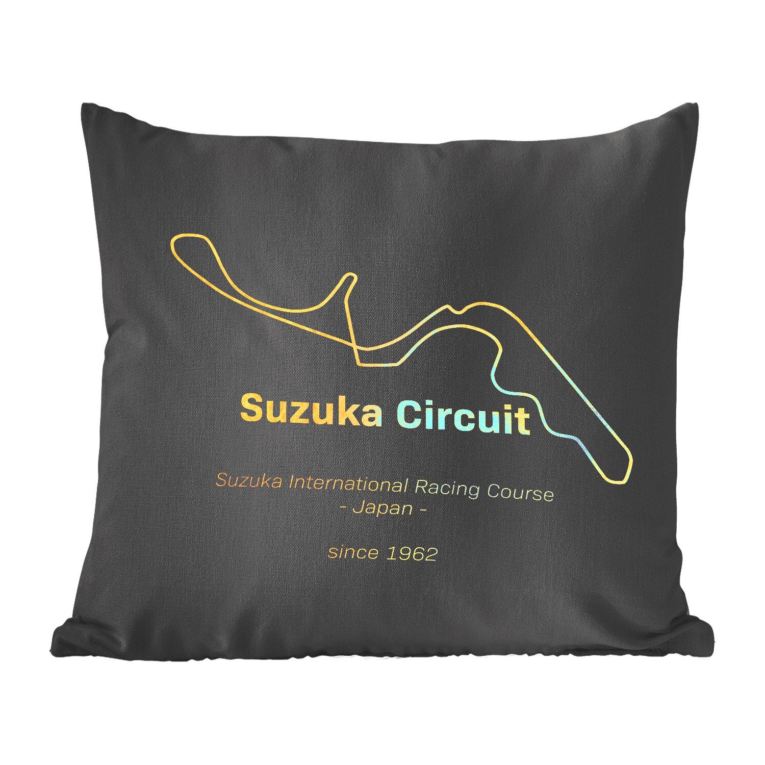 MuchoWow Dekokissen Suzuka - F1 - Rennstrecke, Zierkissen mit Füllung für Wohzimmer, Schlafzimmer, Deko, Sofakissen